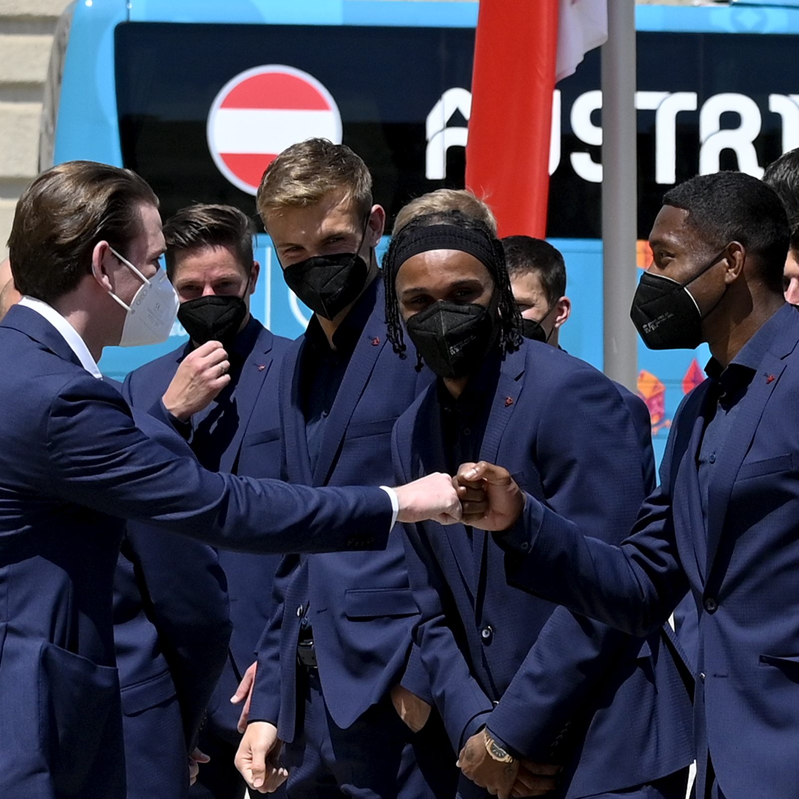 Bundeskanzler Kurz unterhielt sich am längsten mit David Alaba.