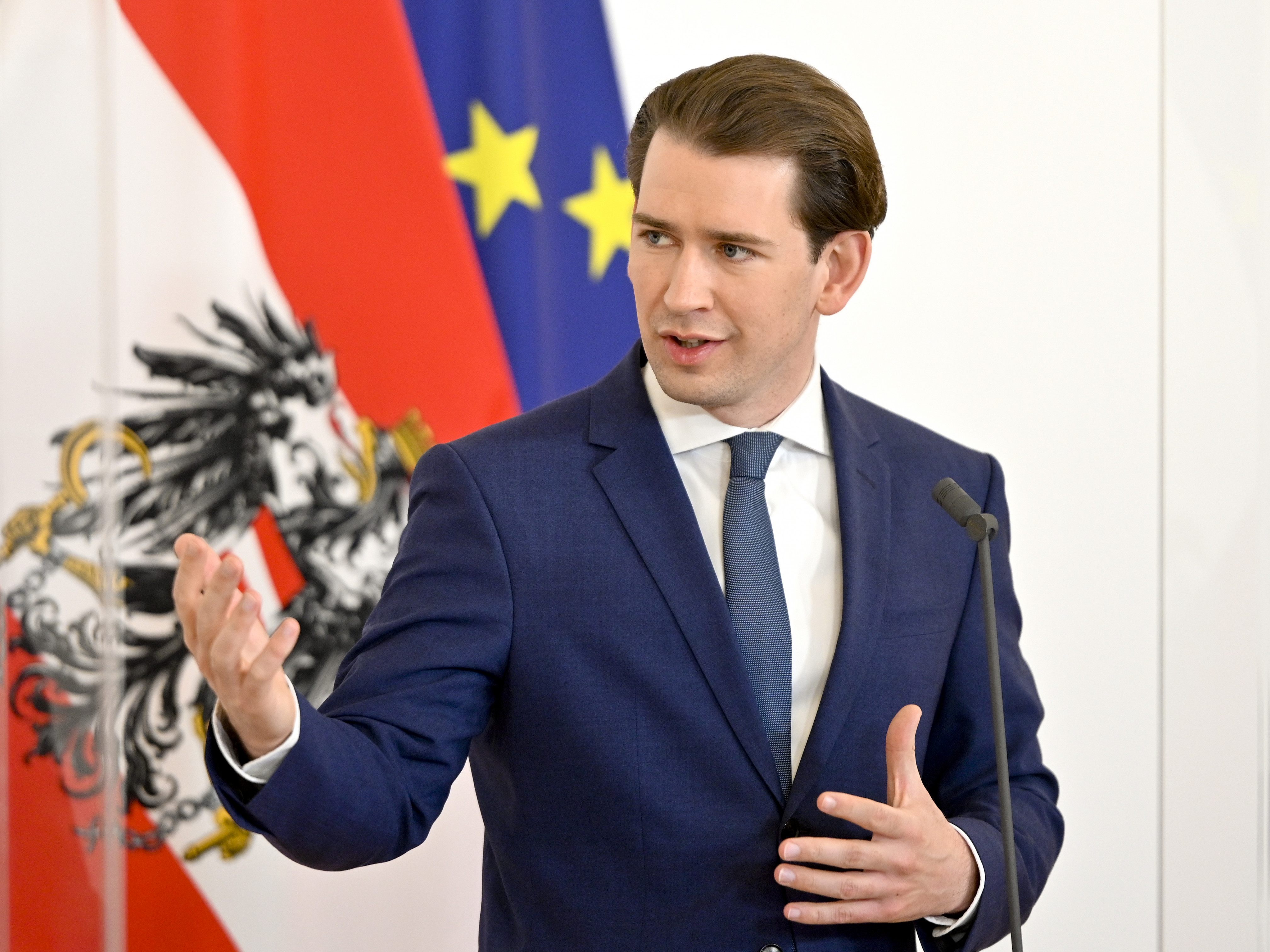 Bundeskanzler Kurz nimmt per Video teil.