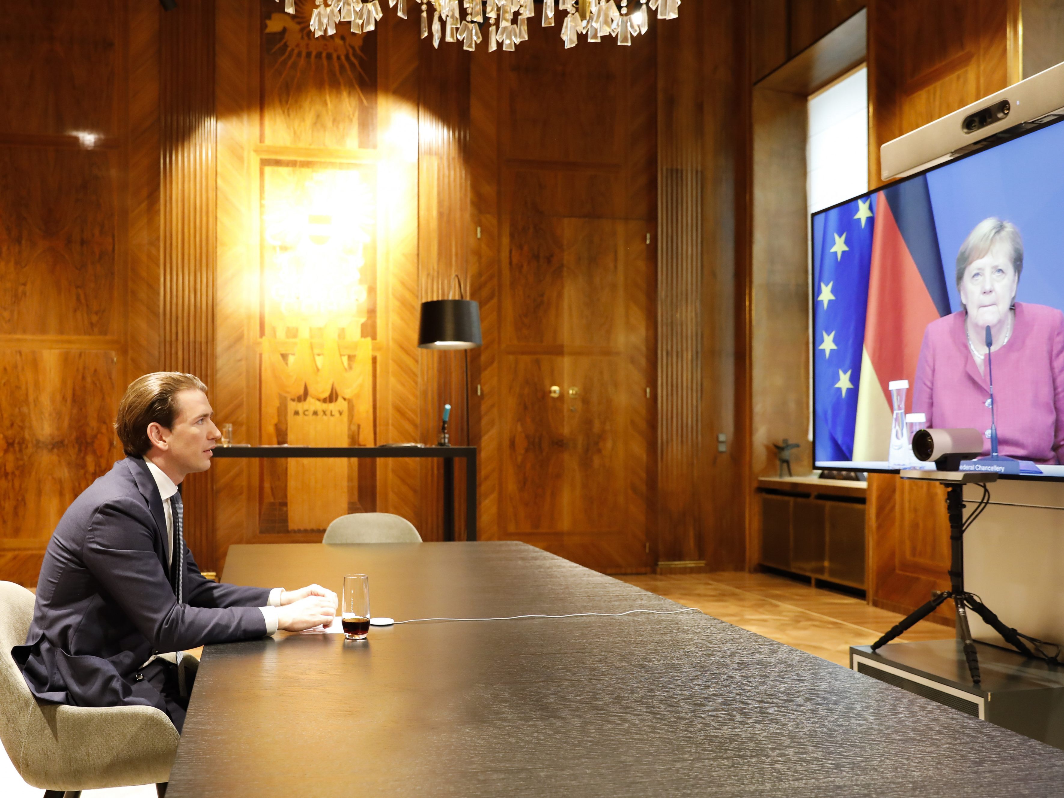 Sebastian Kurz nahm an einer Videokonferenz teil. Sebastian Kurz nahm an einer Videokonferenz teil.