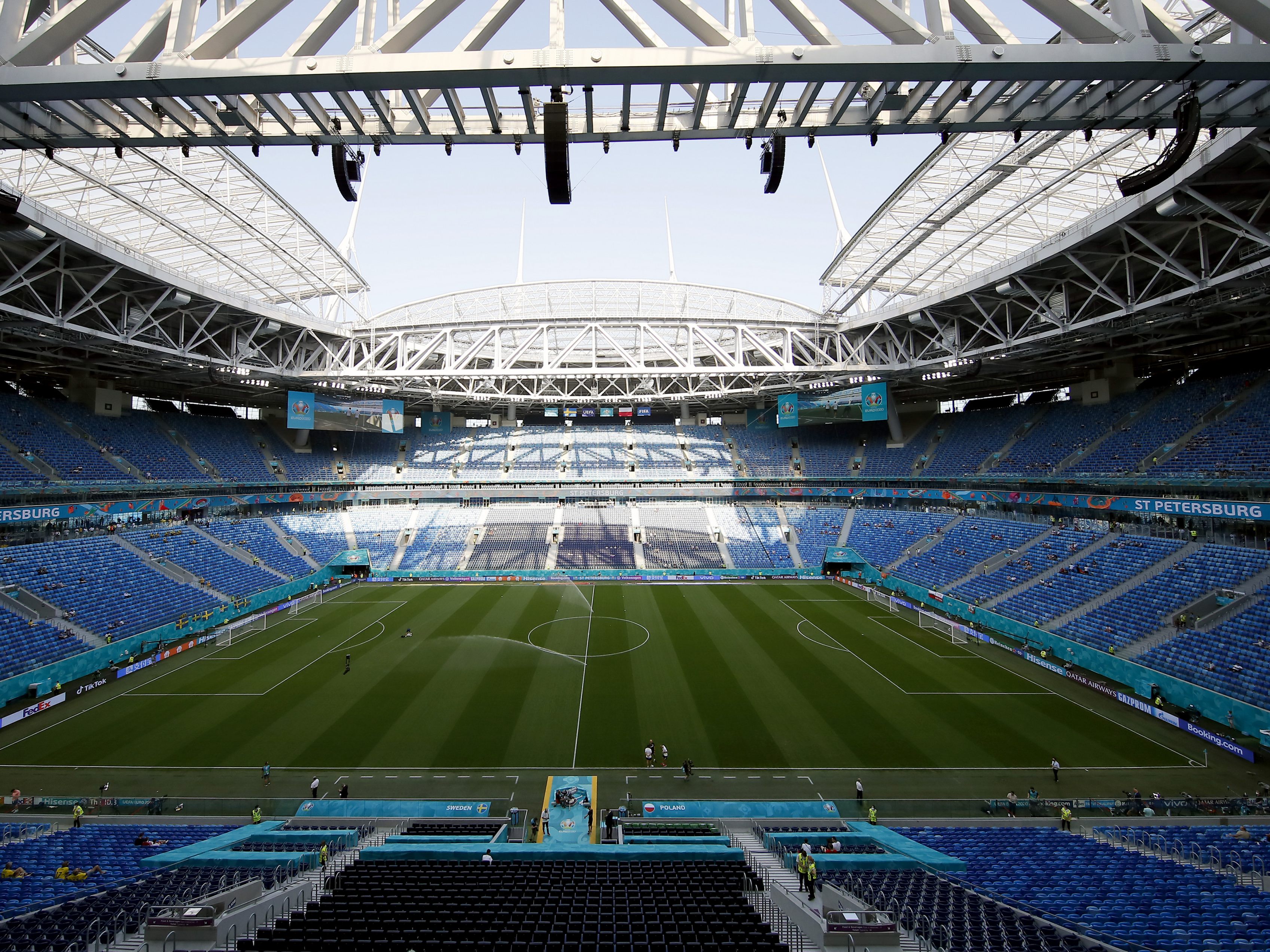 Die Arena in St. Petersburg soll übermorgen bei der EM im Einsatz sein.