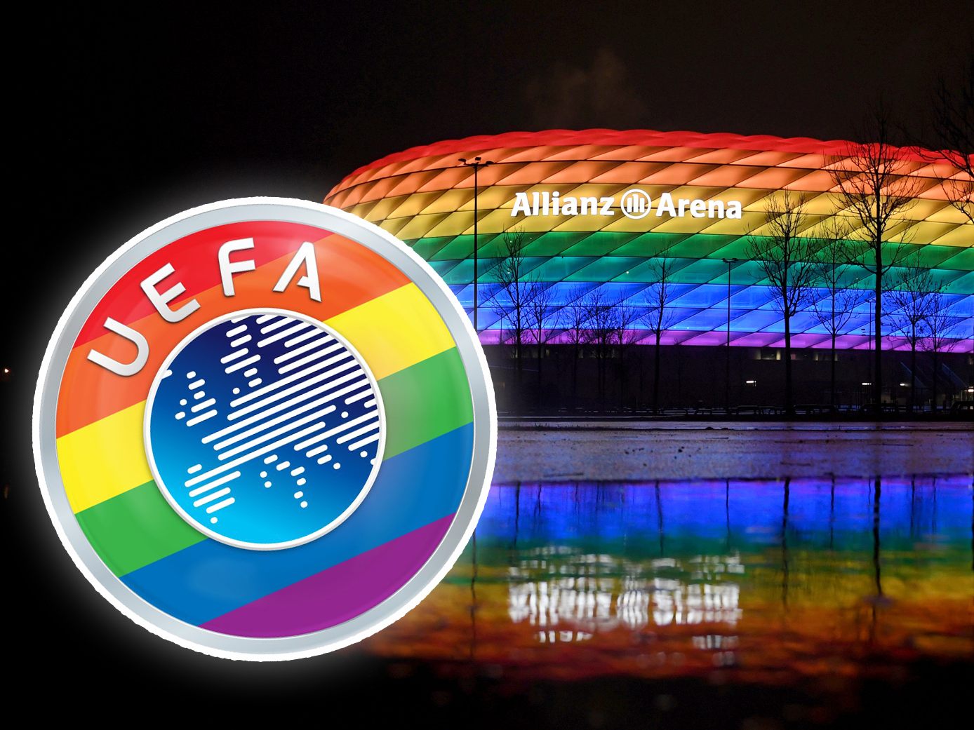 Die UEFA reagiert auf den Regenbogen des Allianz Stadions. Die UEFA reagiert auf den Regenbogen des Allianz Stadions.