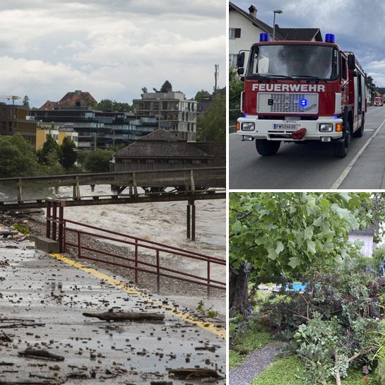 Unwetter über Vorarlberg - Blaulicht-Organisationen im Dauereinsatz.