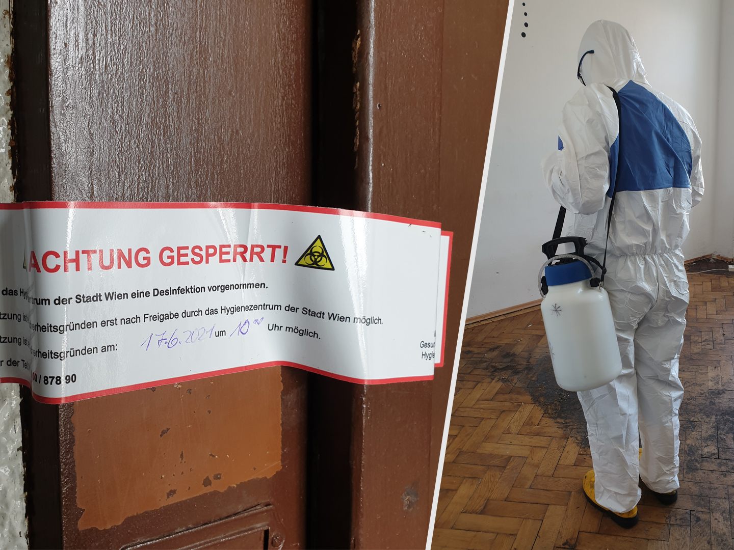Die WOhnung wurde desinfiziert. Die WOhnung wurde desinfiziert.