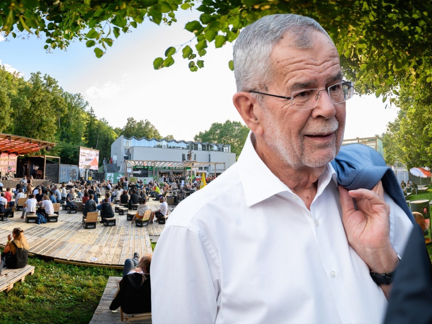 Van der Bellen stattete am Freitag dem Poolbar Festival einen Besuch ab.