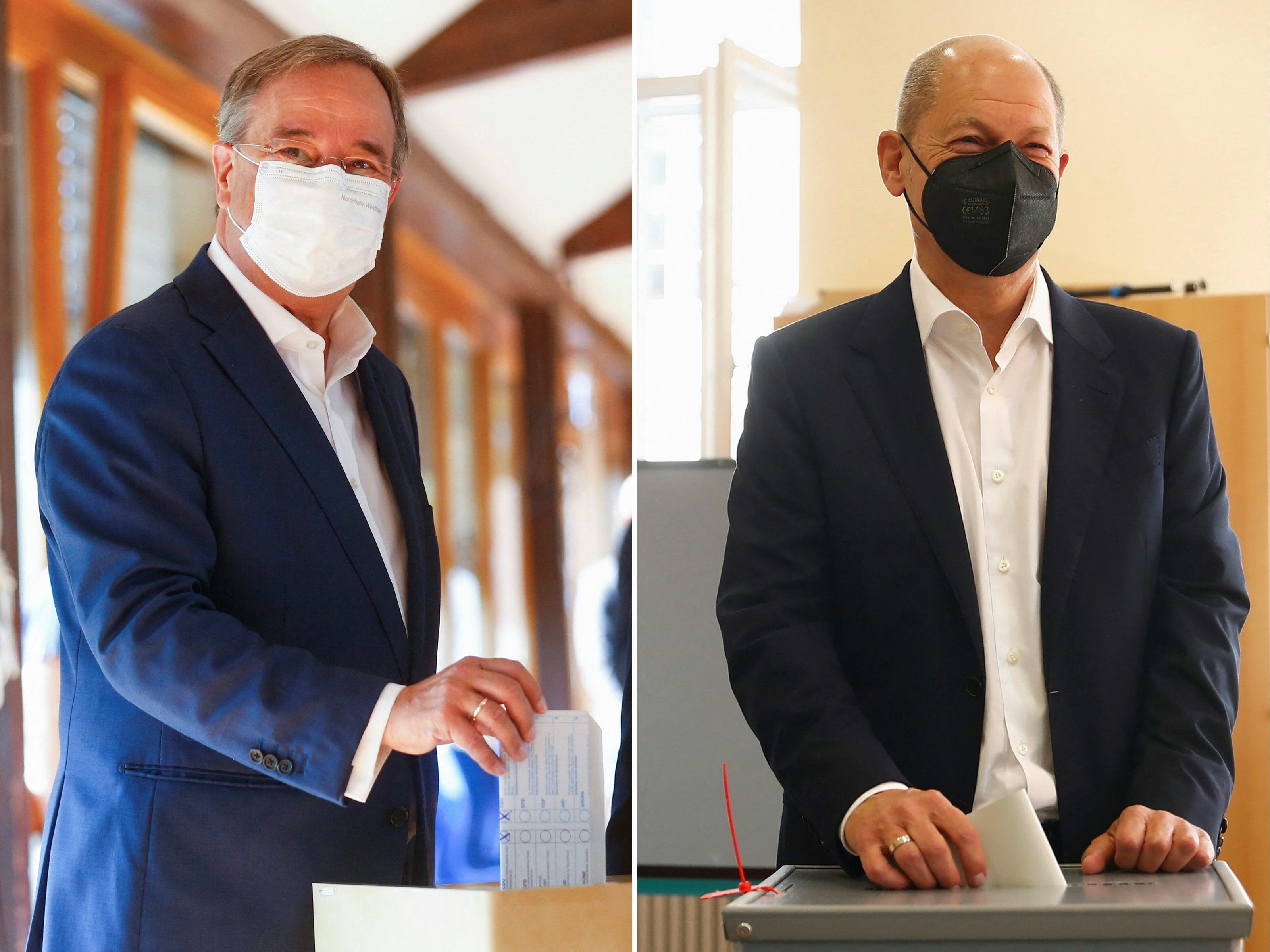 Enges Rennen zwischen Laschet (links) und Scholz. Enges Rennen zwischen Laschet (links) und Scholz.