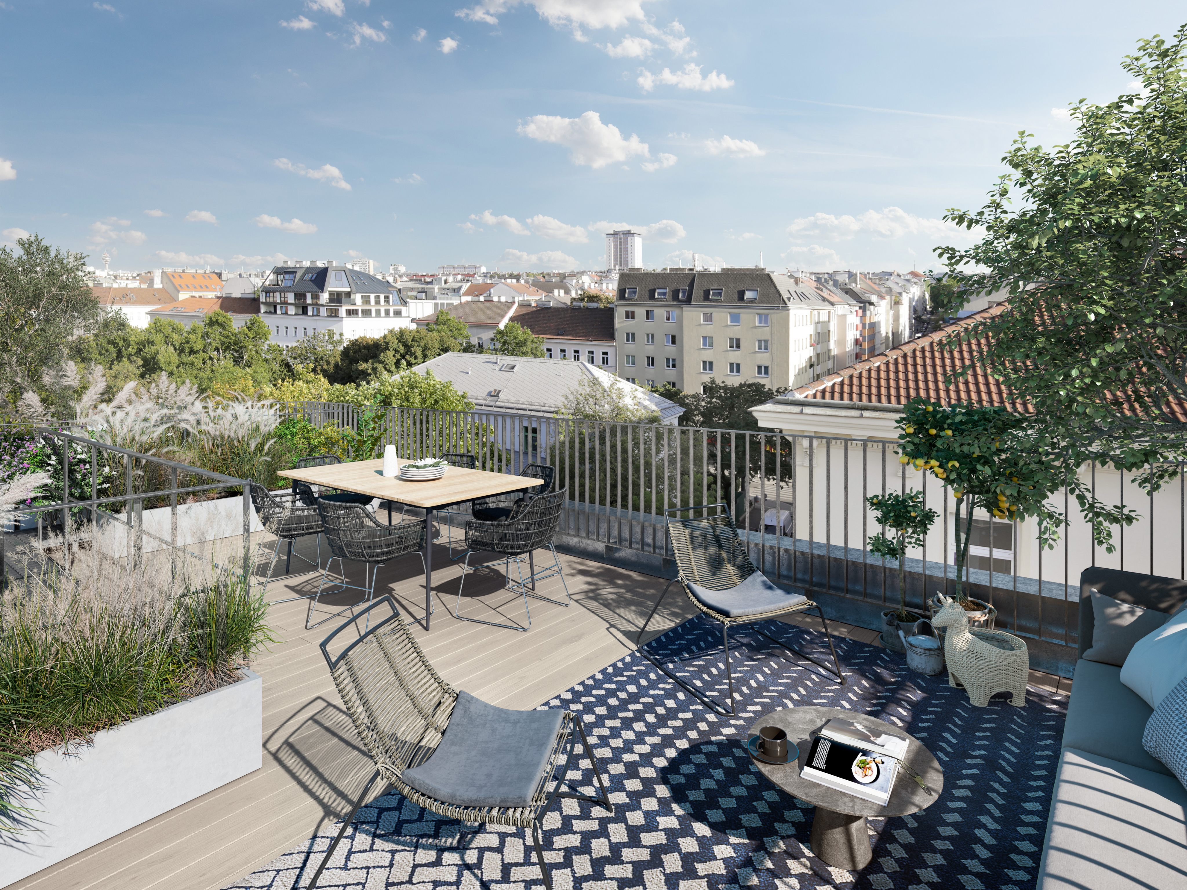 Vier Dachgeschosswohnungen mit Blick über Margareten gehören zu dem Park View Projekt. Vier Dachgeschosswohnungen mit Blick über Margareten gehören zu dem Park View Projekt.