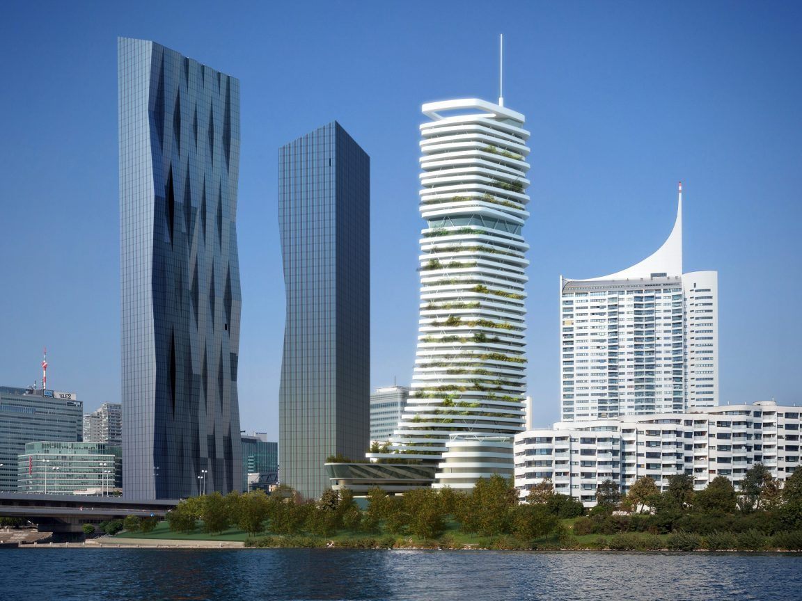 Die Danube Flats (3. Turm von links) können ab Ende 2024 bezogen werden.