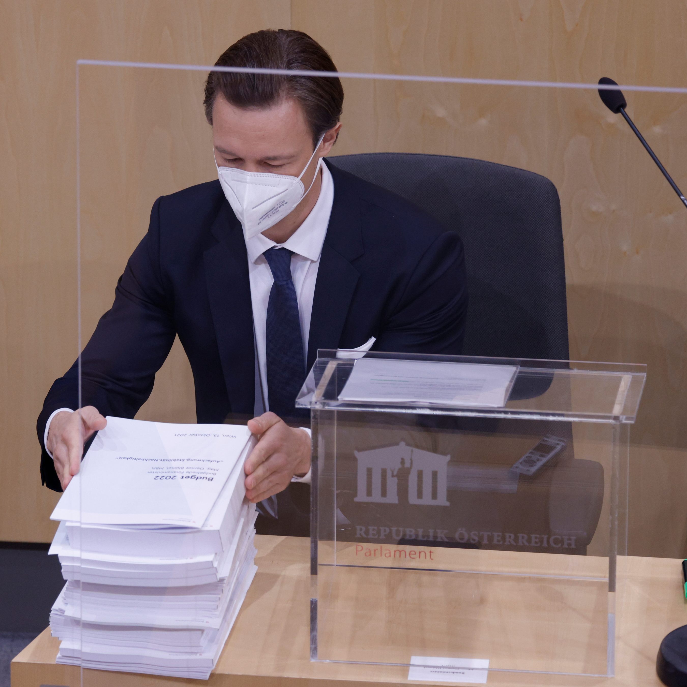 Finanzminister Gernot Blümel (ÖVP) bei der Budgetrede am Mittwoch im Nationalrat.