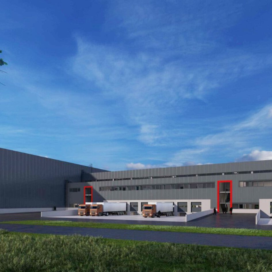Visualisierung des neuen Head-Zentrallagers in Oberösterreich.