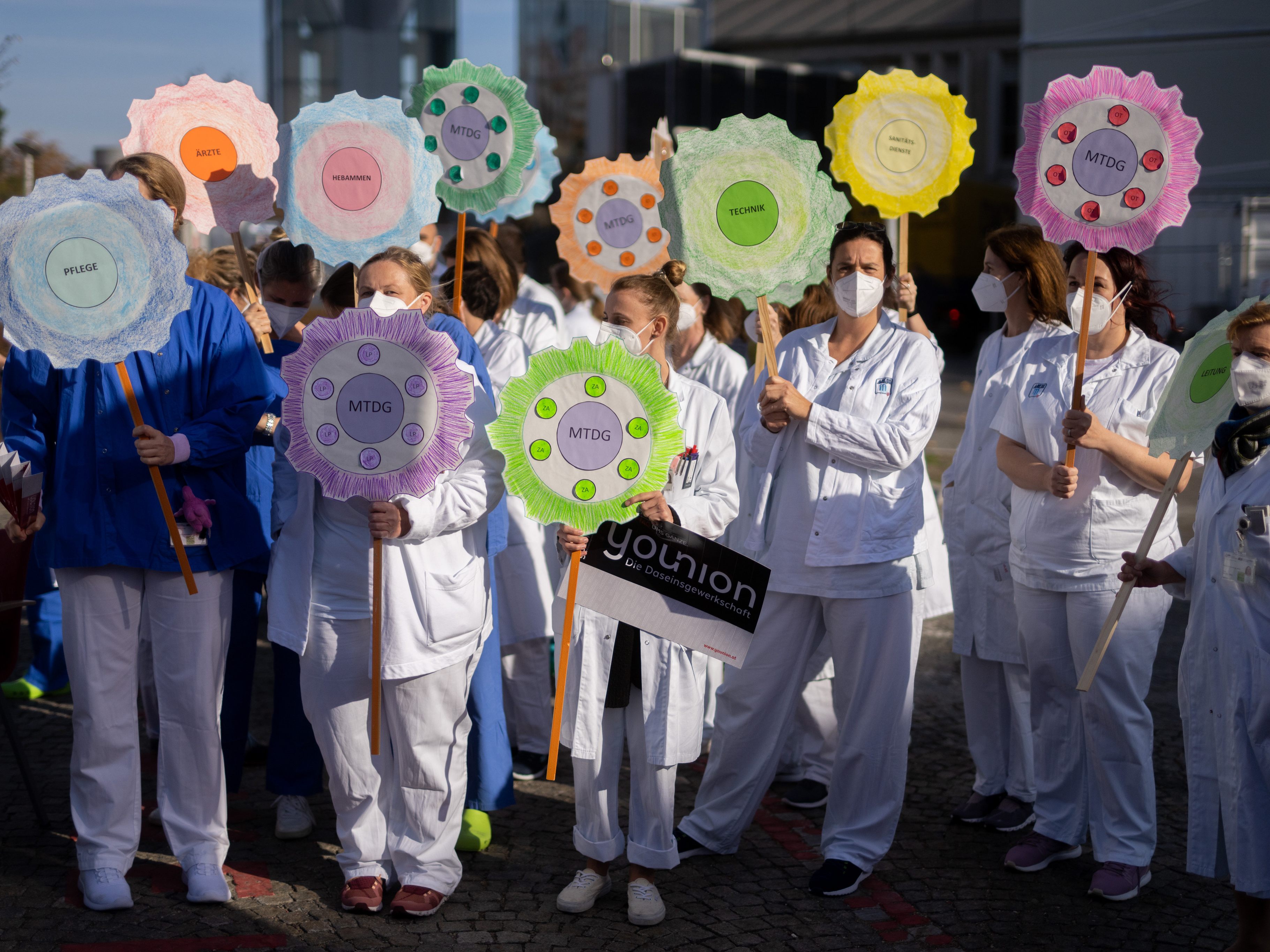 Gewerkschafts-Kampagne für mehr Lohn im Gesundheitsbereich. Gewerkschafts-Kampagne für mehr Lohn im Gesundheitsbereich.