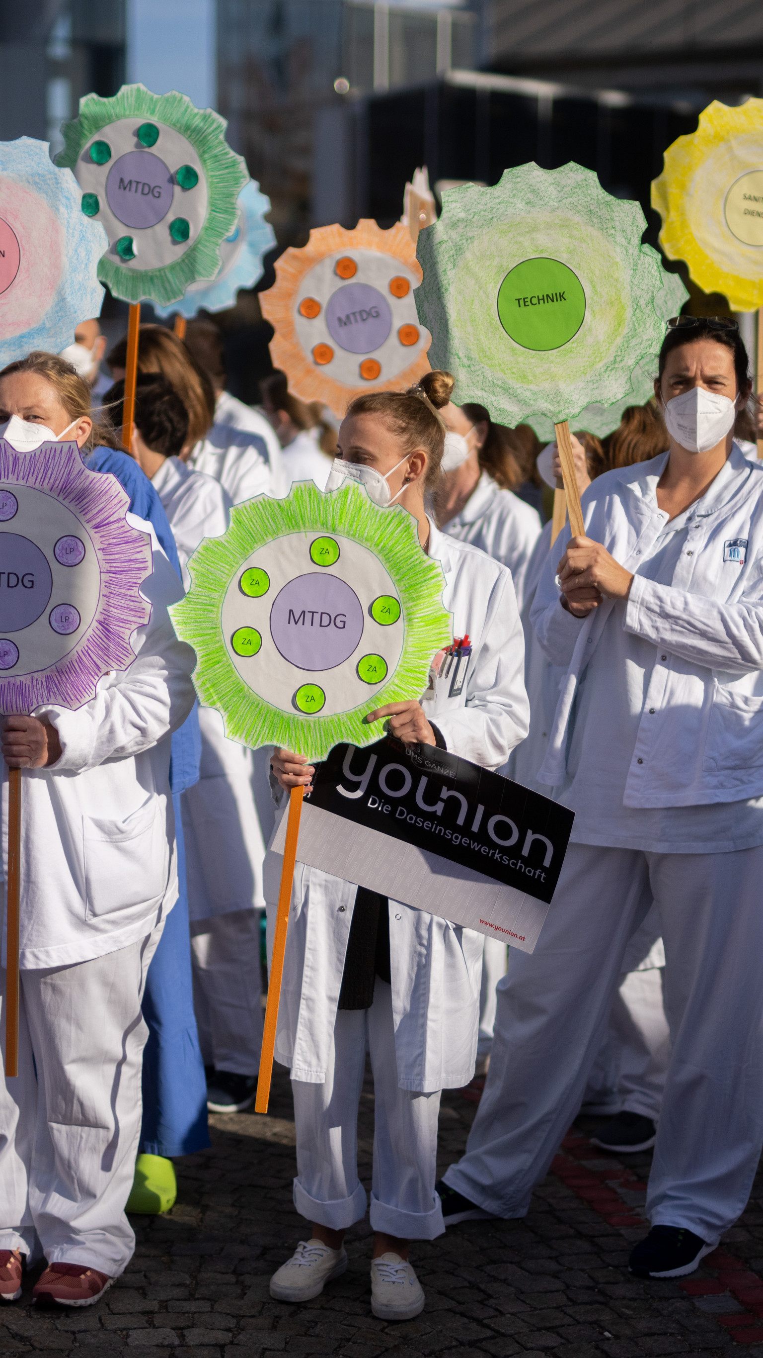 Gewerkschafts-Kampagne für mehr Lohn im Gesundheitsbereich.