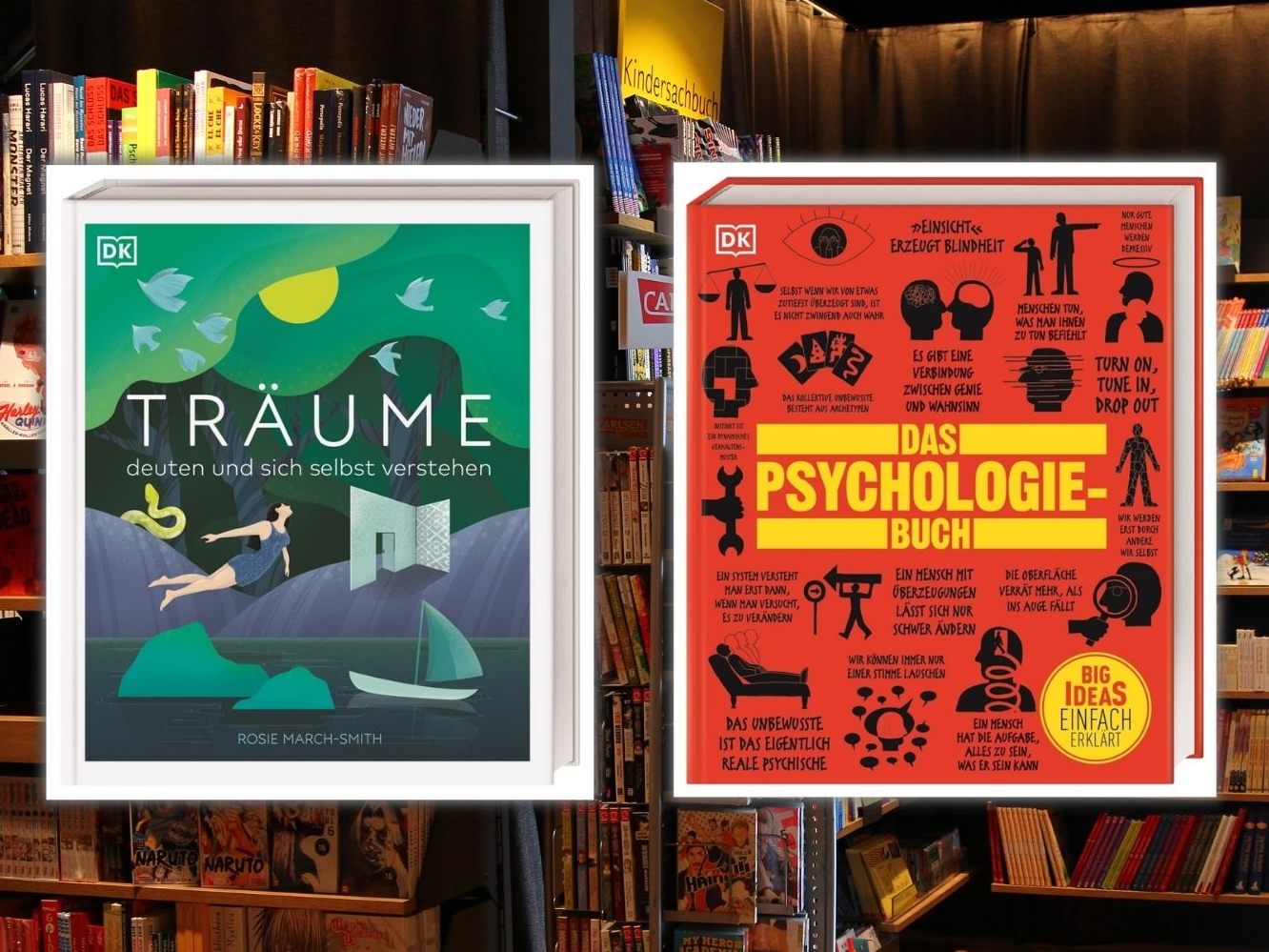 Die Bücher "Träume deuten und sich selbst verstehen" und "Big Ideas. Das Psychologie-Buch".