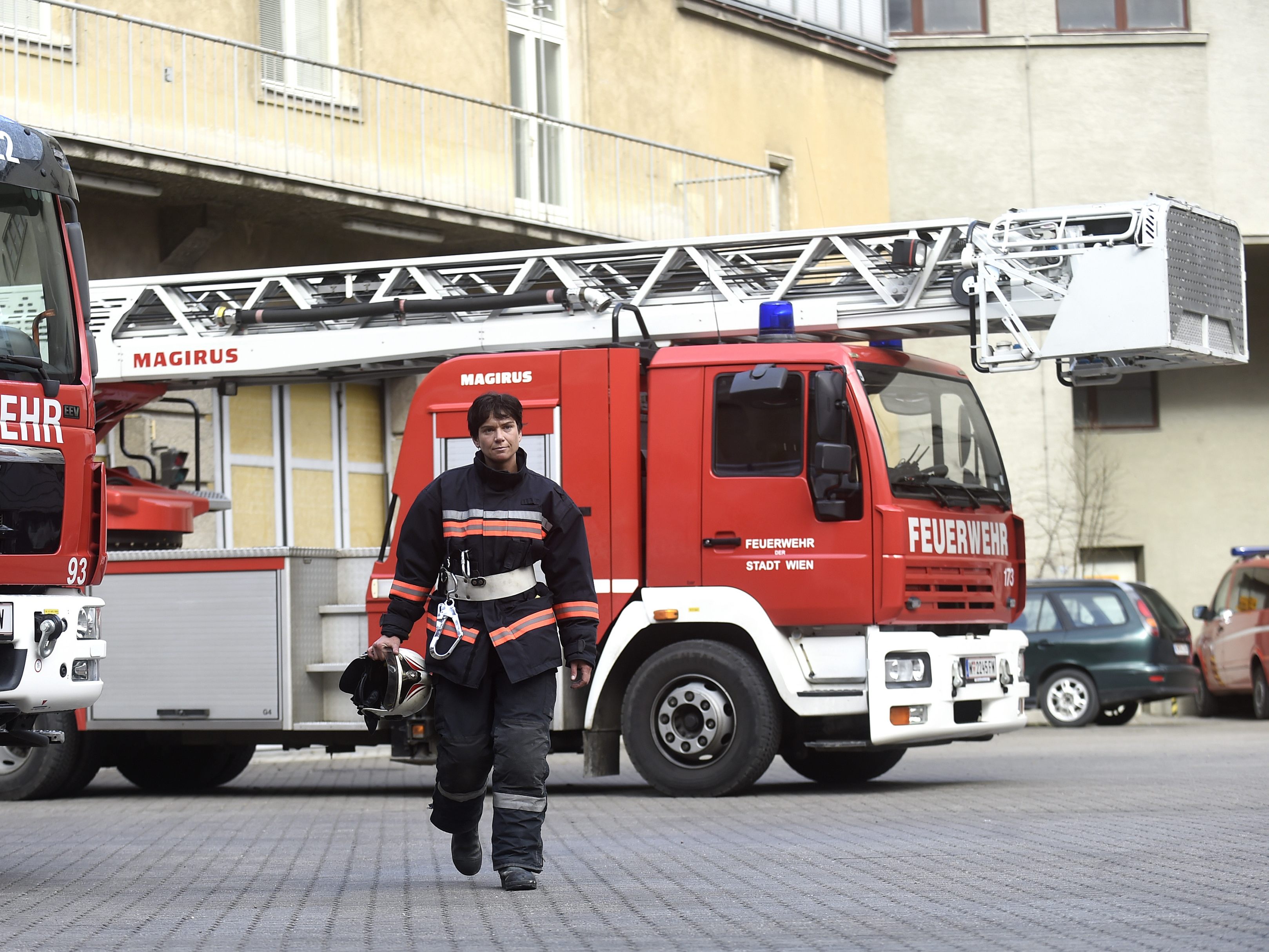 Die Feuerwehr auf Grund eines Zimmerbrandes in Wien-Brigittenau alarmiert.