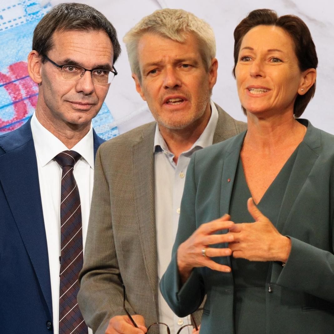 Vorarlberg bereitet sich auf Omikron vor: Pressekonferenz mit LH Wallner, Sanitätsdirektor Grabher und LR Rüscher.