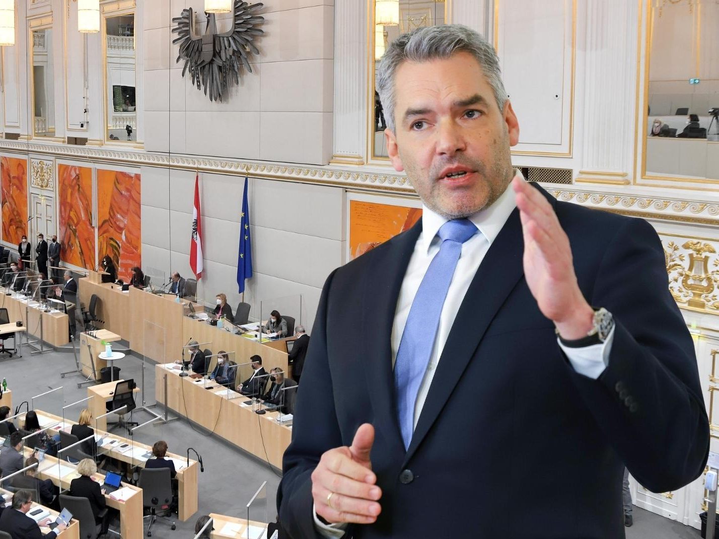 Nationalratssitzung zu Impfpflicht und Steuerreform.