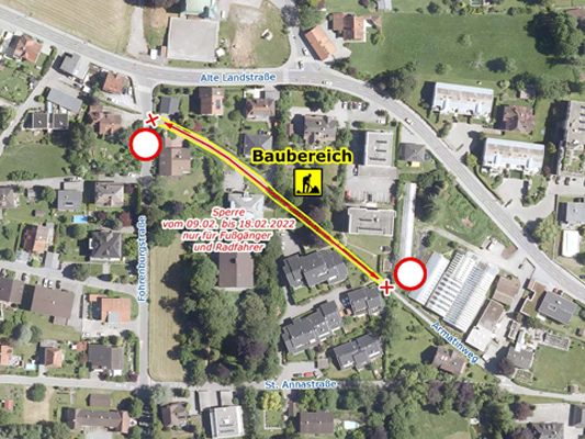 Der Armatinweg bleibt von 9. bis 18. Februar für Radfahrer*innen und Fußgänger*innen gesperrt.