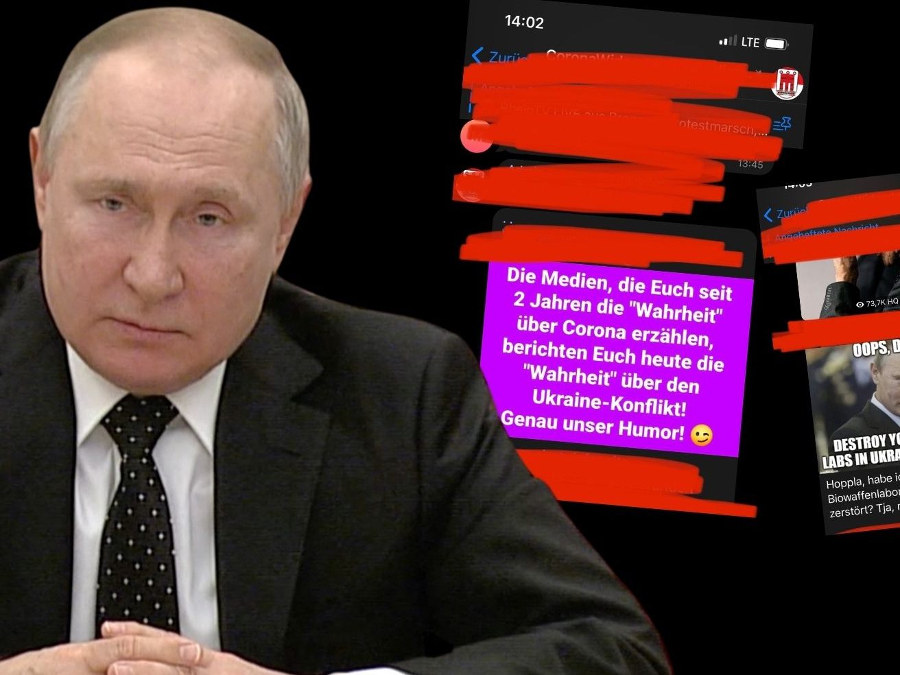 Der lange Arm von Putin reicht auch bis in die Telegram-Channels der Vorarlberger Corona-Maßnahmen-Kritiker.