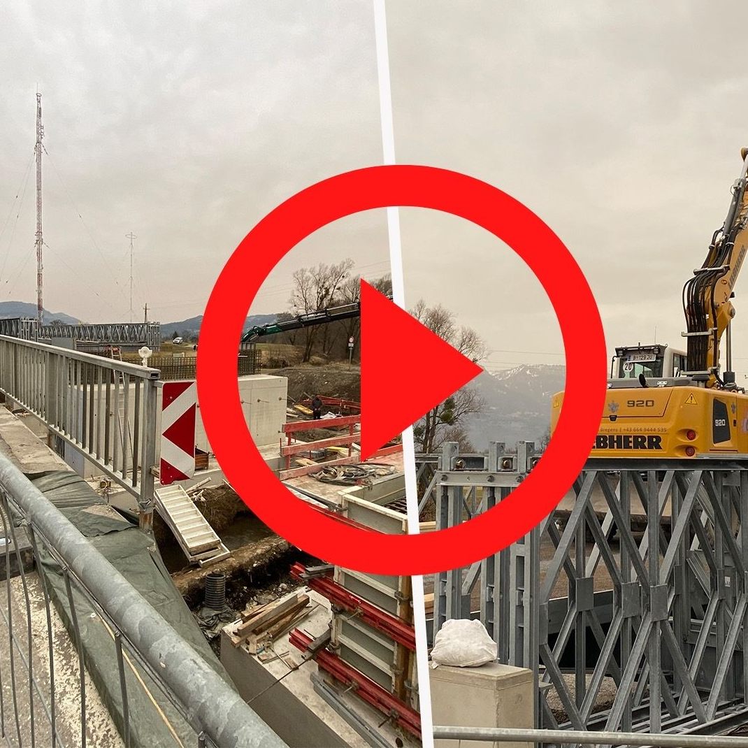 Die neue Senderbrücke nimmt Form an.