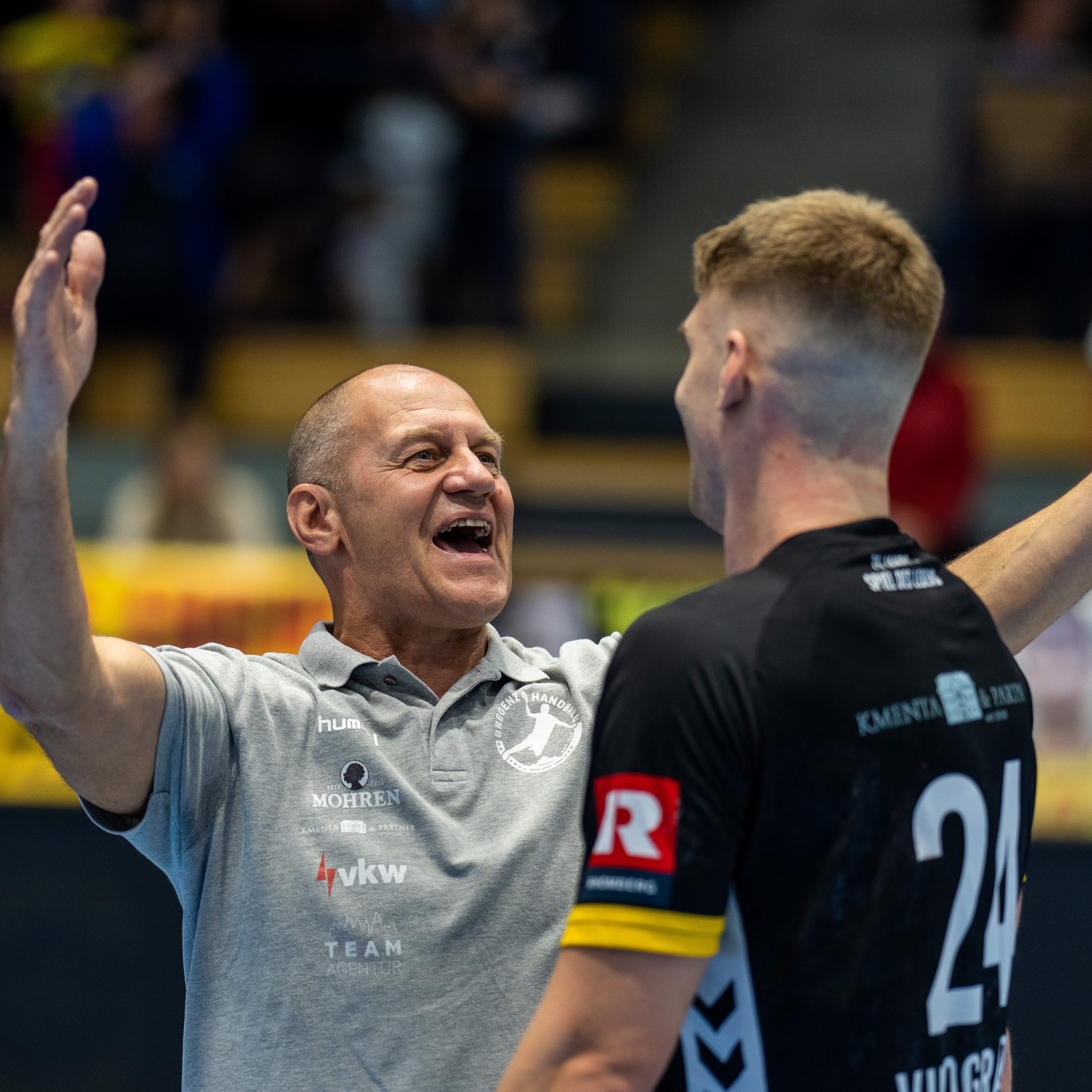 Bregenz-Coach Burger konnte nach einer nervenaufreibenden Partie am Ende doch noch jubeln.