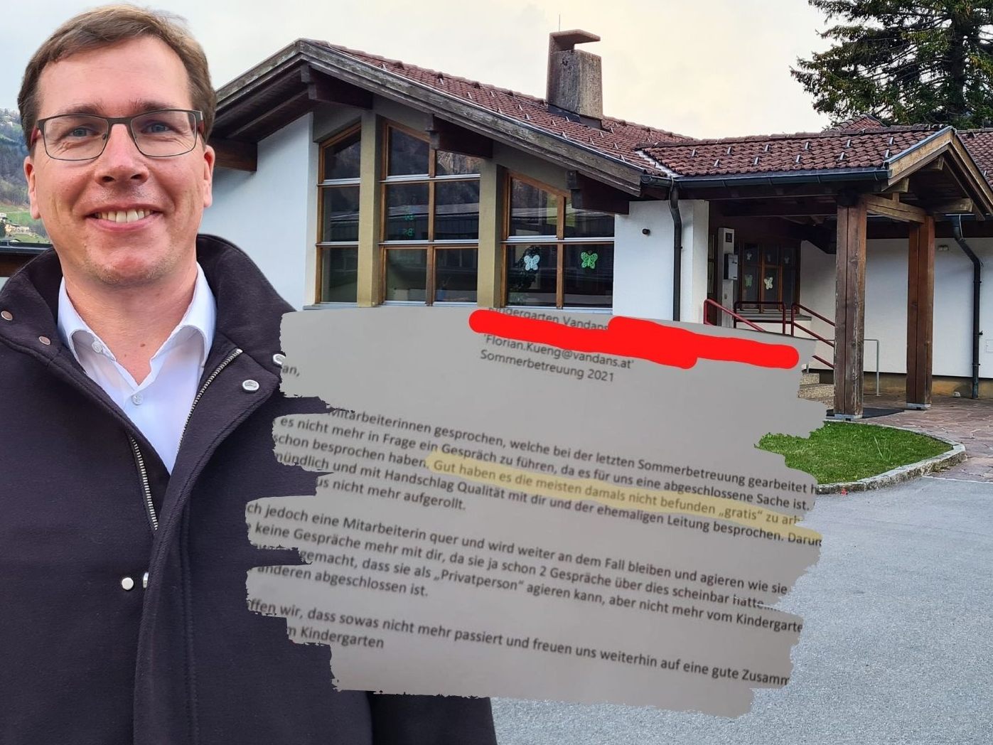 Bürgermeister Florian Küng nimmt zu den Vorwürfen Stellung, die Vandanser Kinderbetreuerinnen hätten im Sommer des Vorjahres "Gratisarbeit" geleistet.