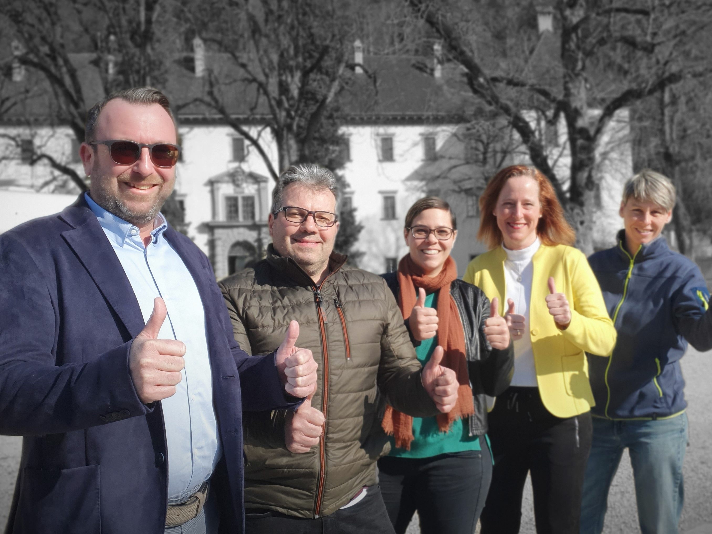 Dietmar Amann (Wirtschaftsstadtrat), Mario Wauch (WIGE Hohenems), Judith Schinnerl (Freie Meistervereinigung), Bianca Goldmann (Goldmann Transformation) und Patricia Tschallener (Vizebürgermeisterin und Bildungsstadträtin)