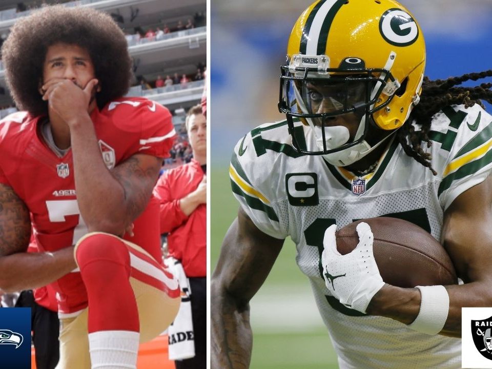 Colin Kaepernick und Devante Adams. Colin Kaepernick und Devante Adams.