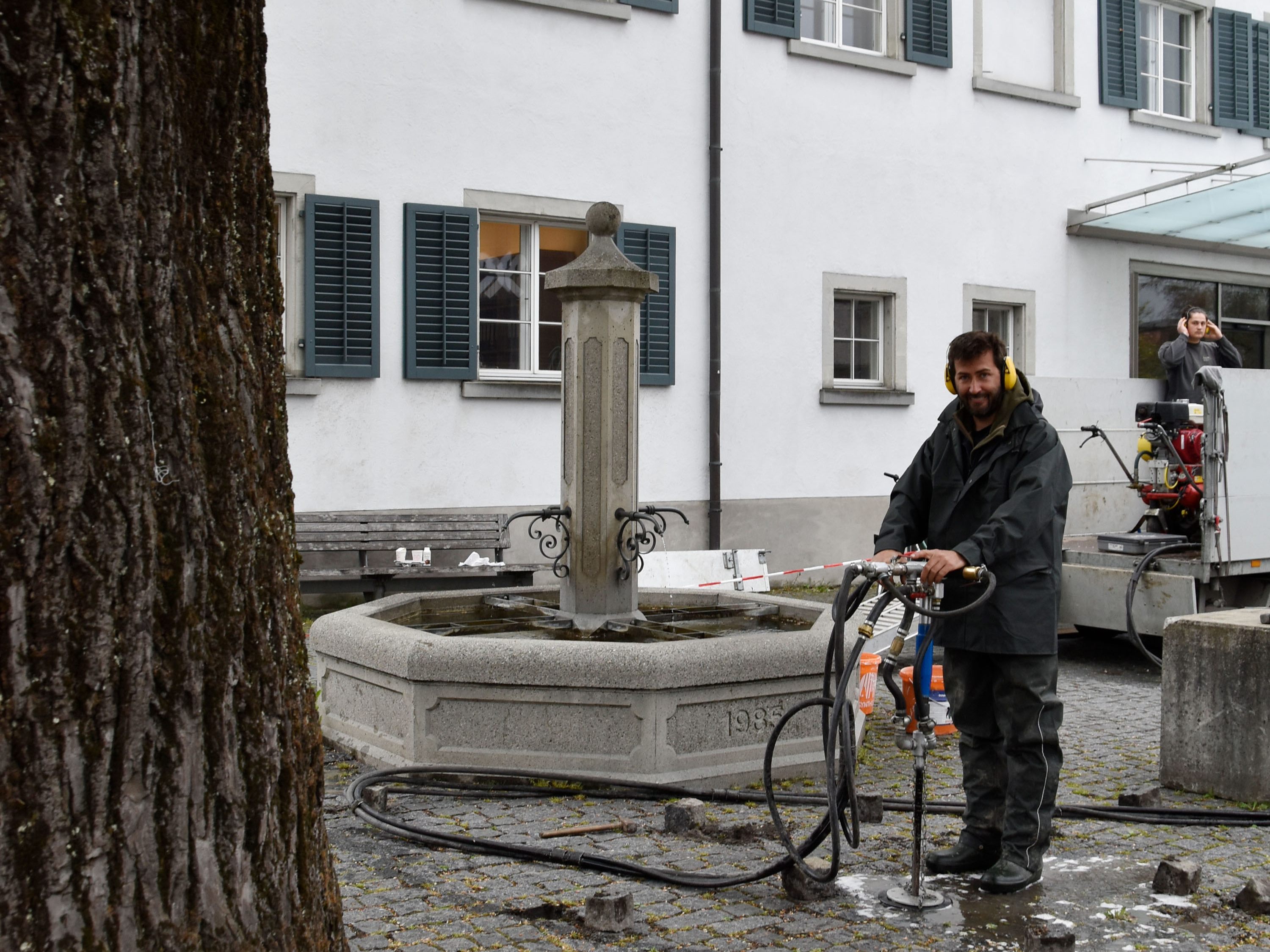 1-3 Mittels einer speziellen Gerätschaft wurden Wurzeln und Boden belüftet und gedüngt.