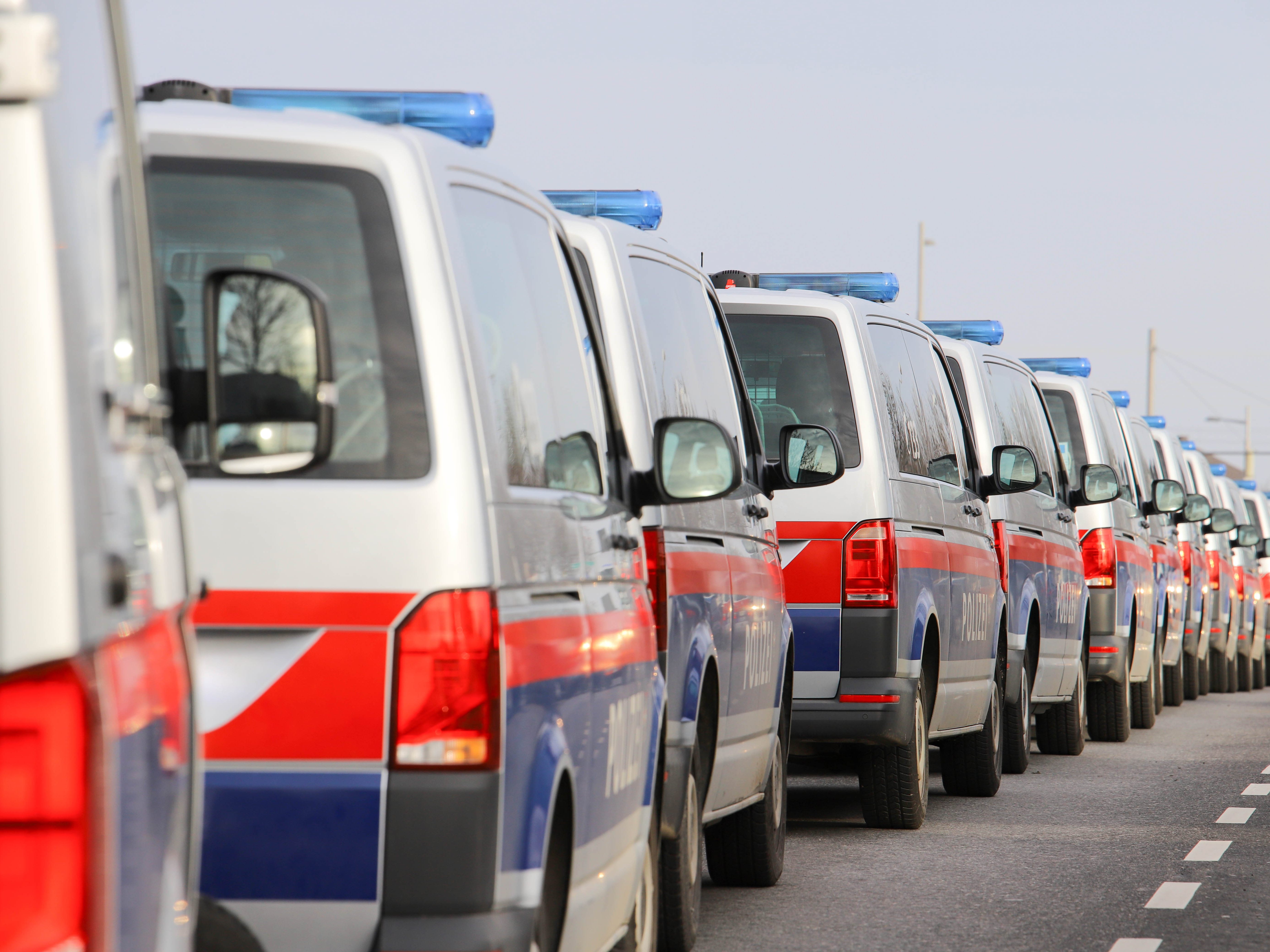 Das Foto zeigt Polizeiautos bei einer anderen Räumung eines Protestcamps in Wien-Donaustadt. Das Foto zeigt Polizeiautos bei einer anderen Räumung eines Protestcamps in Wien-Donaustadt.