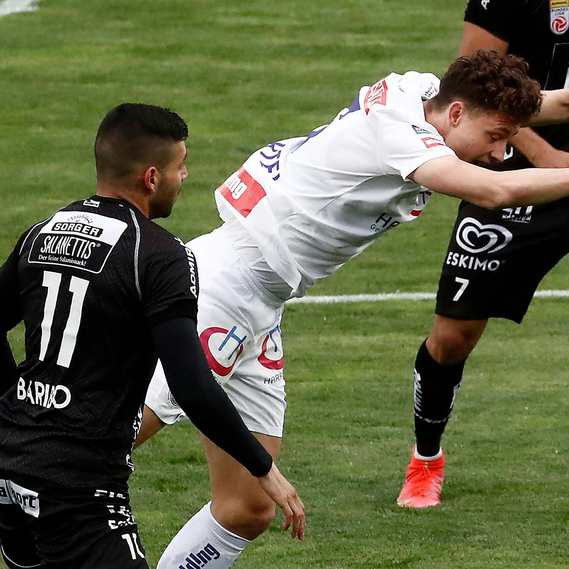 1:1 beim Spiel WAC gegen Austria Wien.