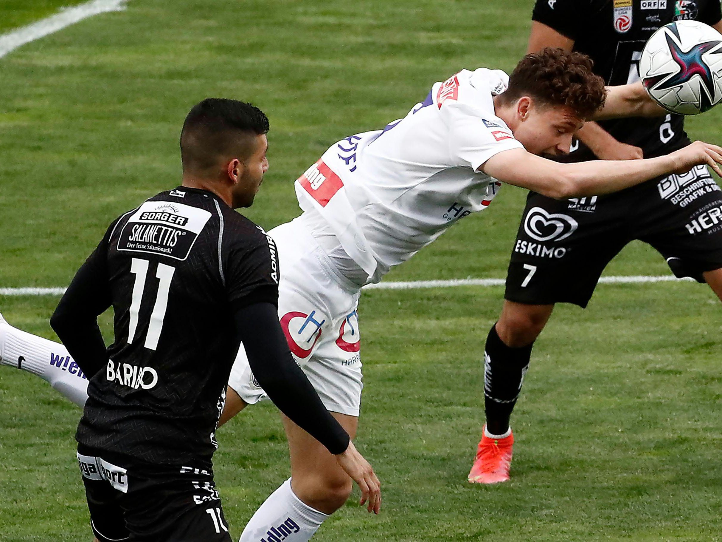1:1 beim Spiel WAC gegen Austria Wien.