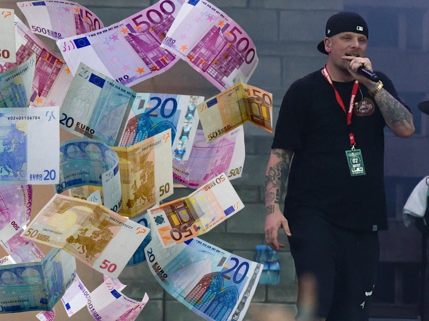 Mit so viel Geld in der Tasche läuft der Rapper Bonez MC herum. Mit so viel Geld in der Tasche läuft der Rapper Bonez MC herum.