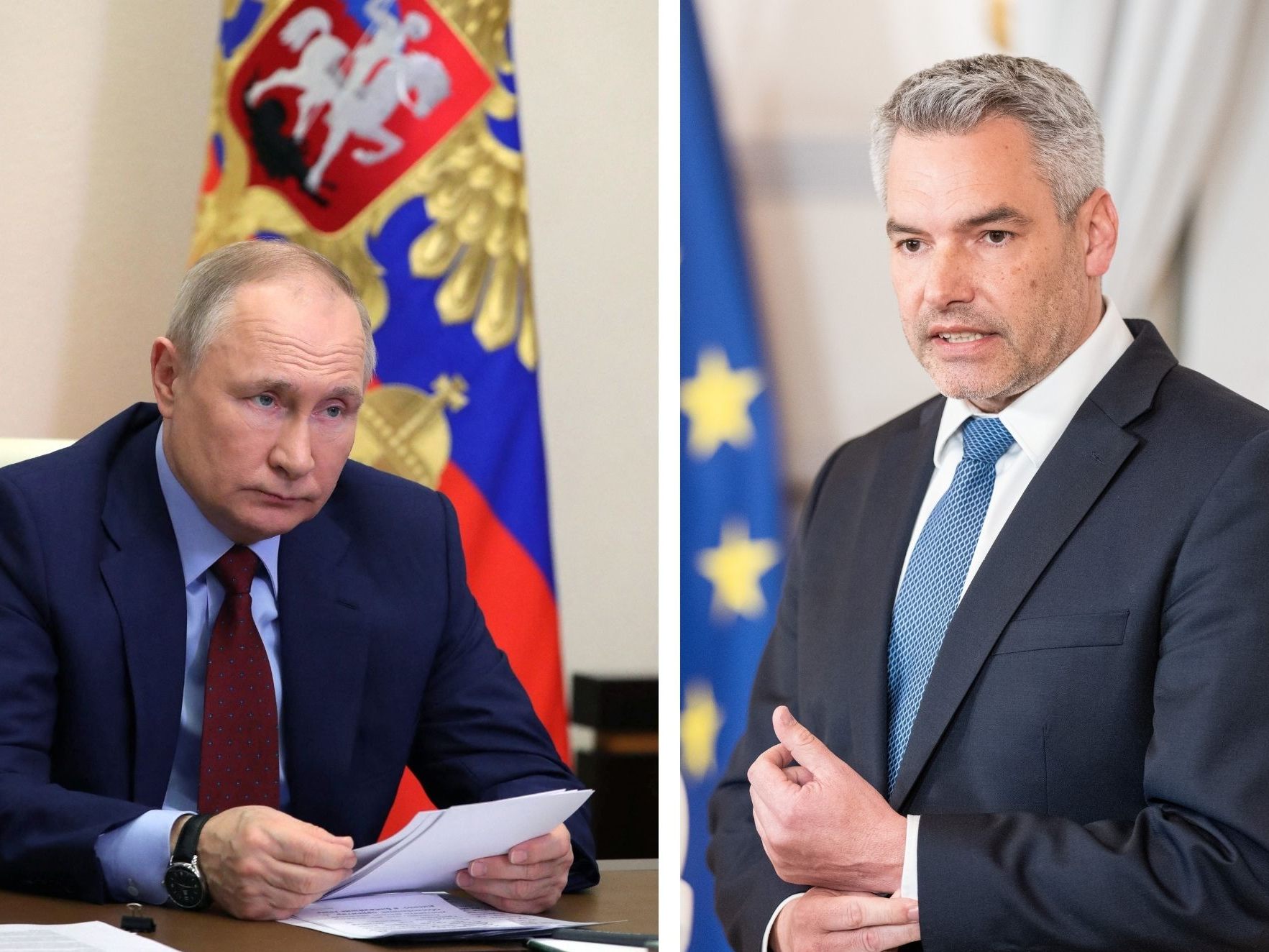 Bundeskanzler Karl Nehammer (ÖVP) will am Montag Wladimir Putin in Moskau treffen. Bundeskanzler Karl Nehammer (ÖVP) will am Montag Wladimir Putin in Moskau treffen.
