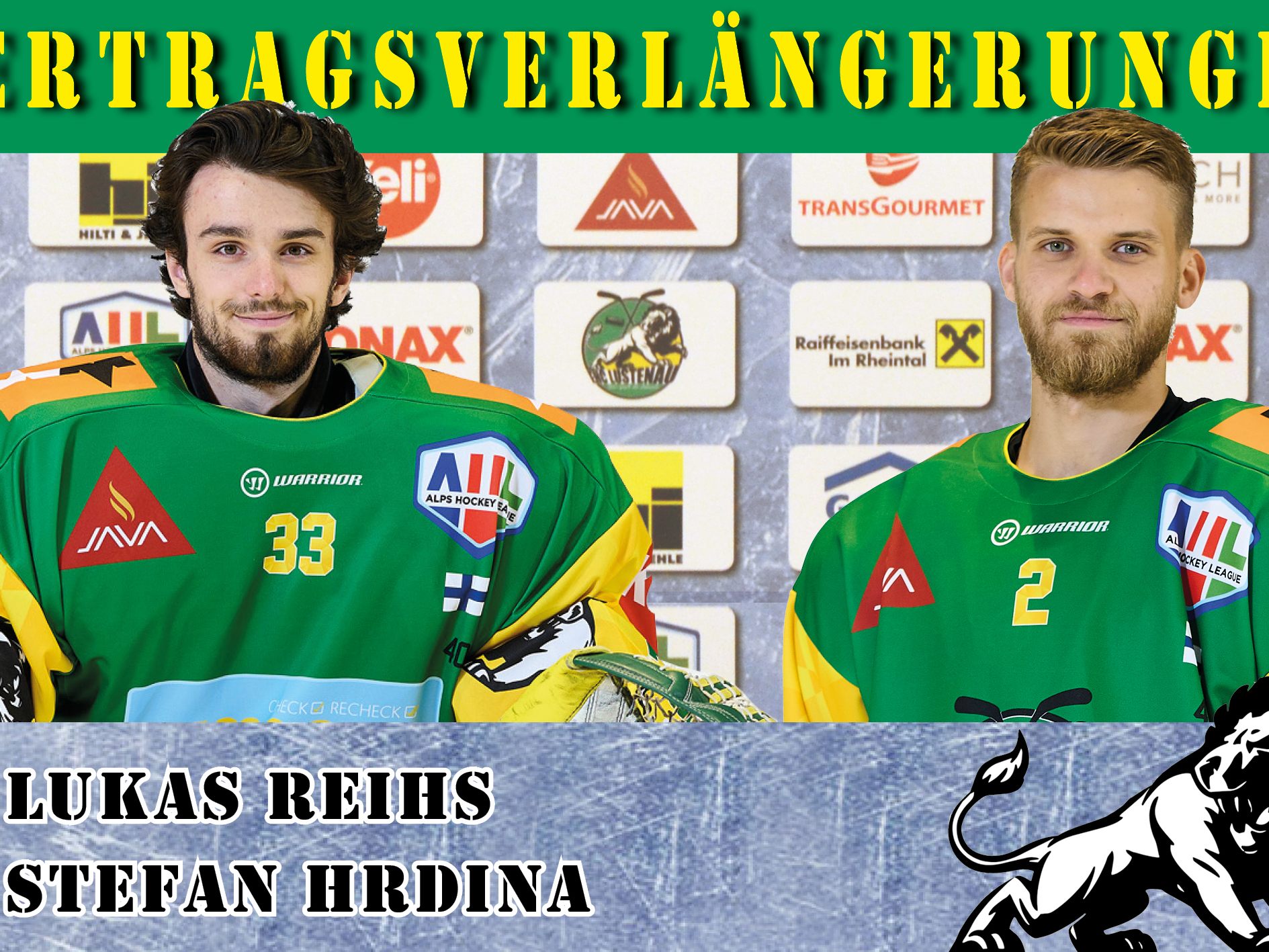 Lukas Reihs und Stefan Hrdina weiterhin im Dress des EHC Lustenau