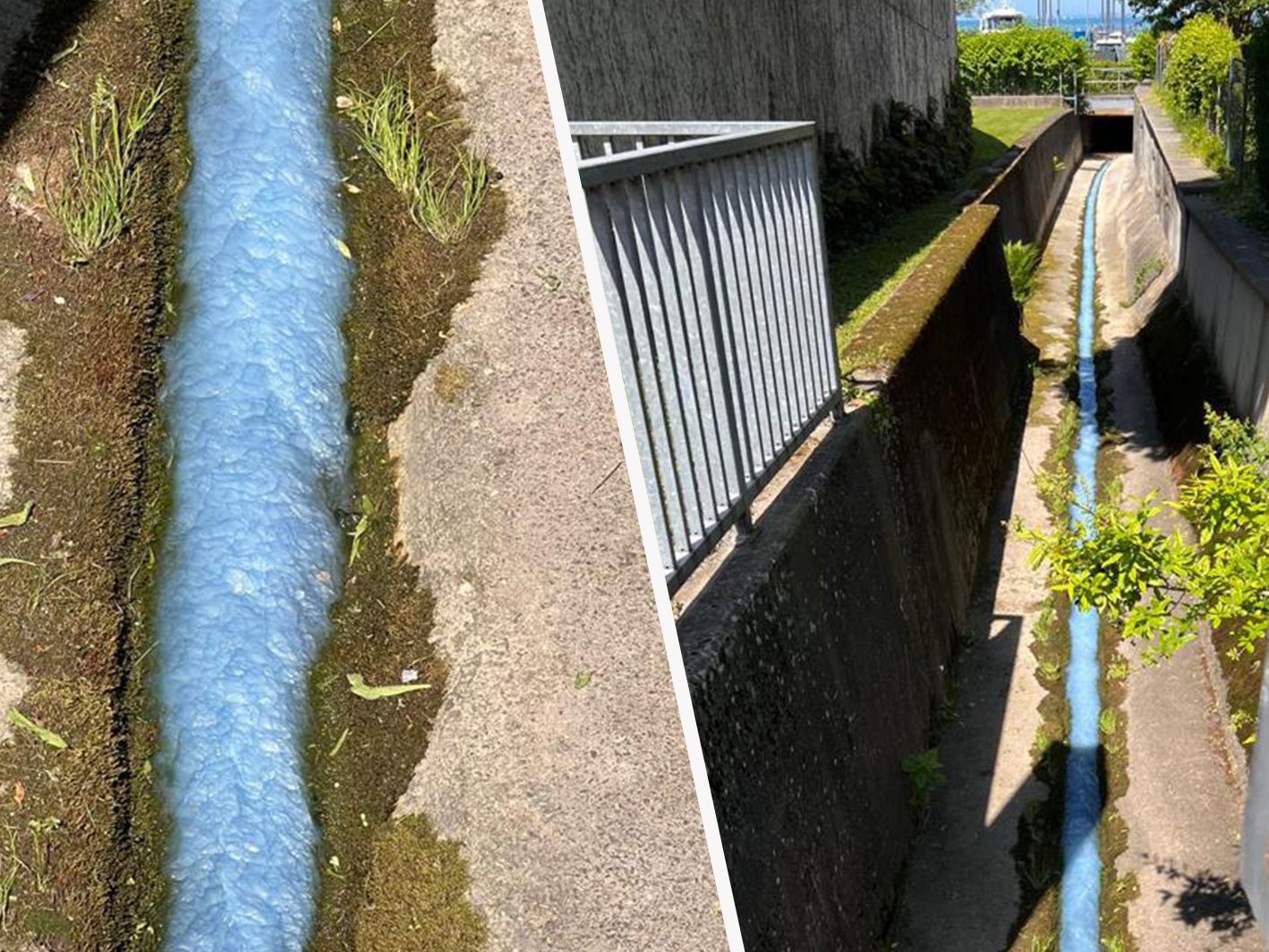 Einer der Bäche am Hafen schäumte gegen Mittag stark. Einer der Bäche am Hafen schäumte gegen Mittag stark.