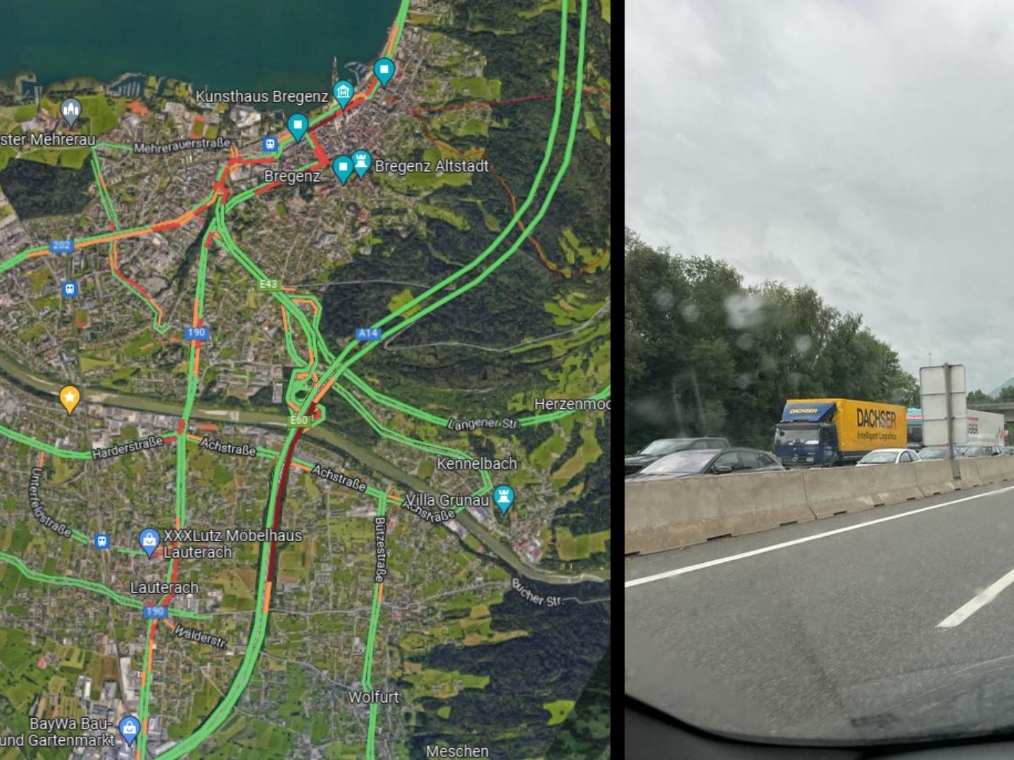 Stau vor dem Pfändertunnel Stau vor dem Pfändertunnel