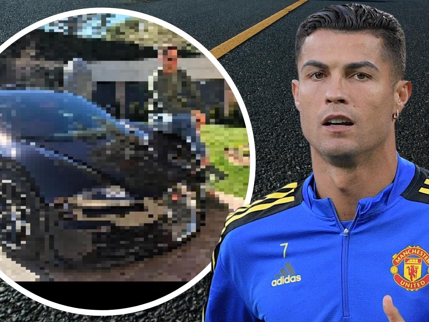 Das Auto von Ronaldo wurde komplett zerstört.