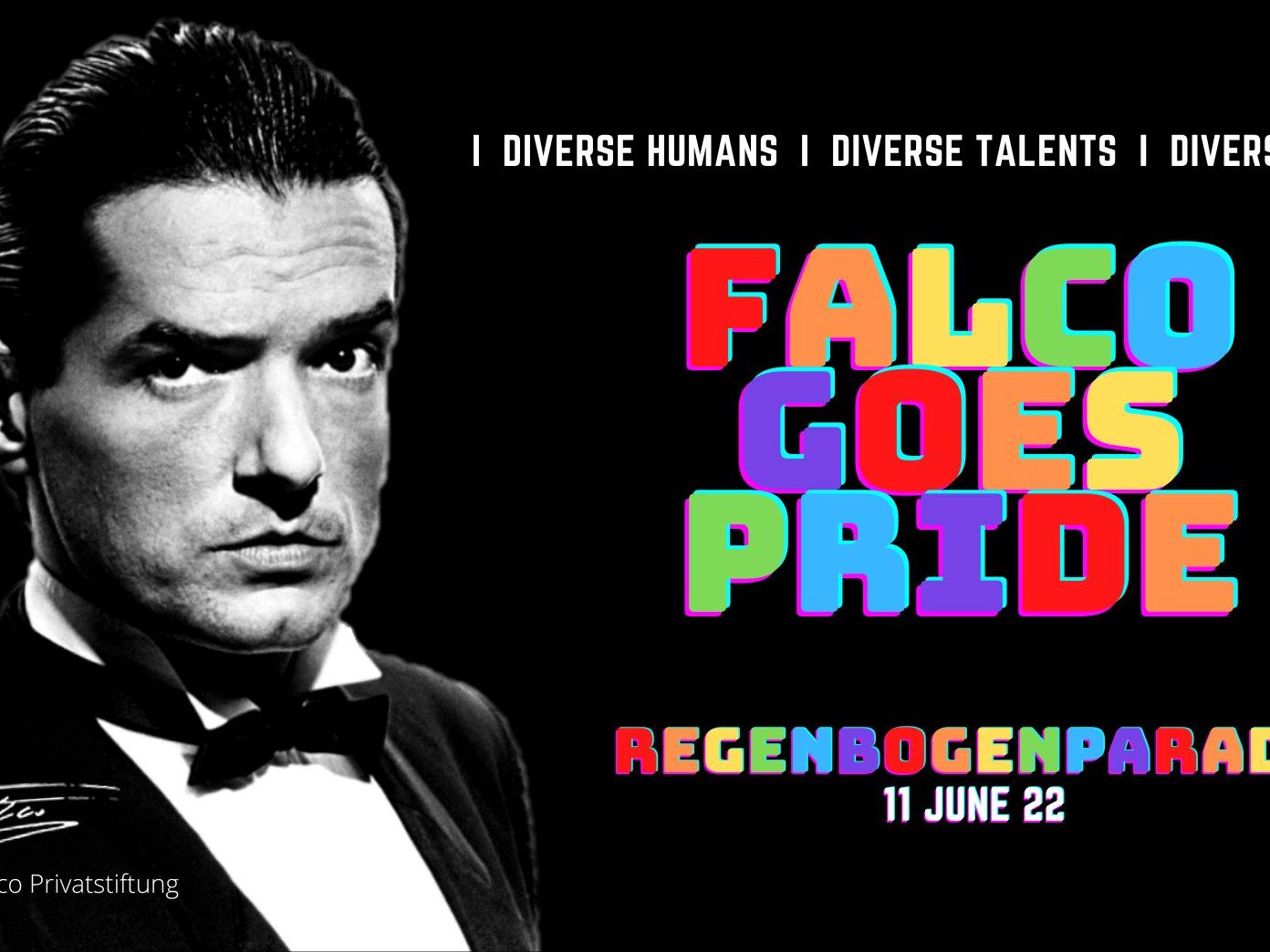 Der "Falco goes Pride - Truck" fährt bei der Wiener Regenbogenparade mit.