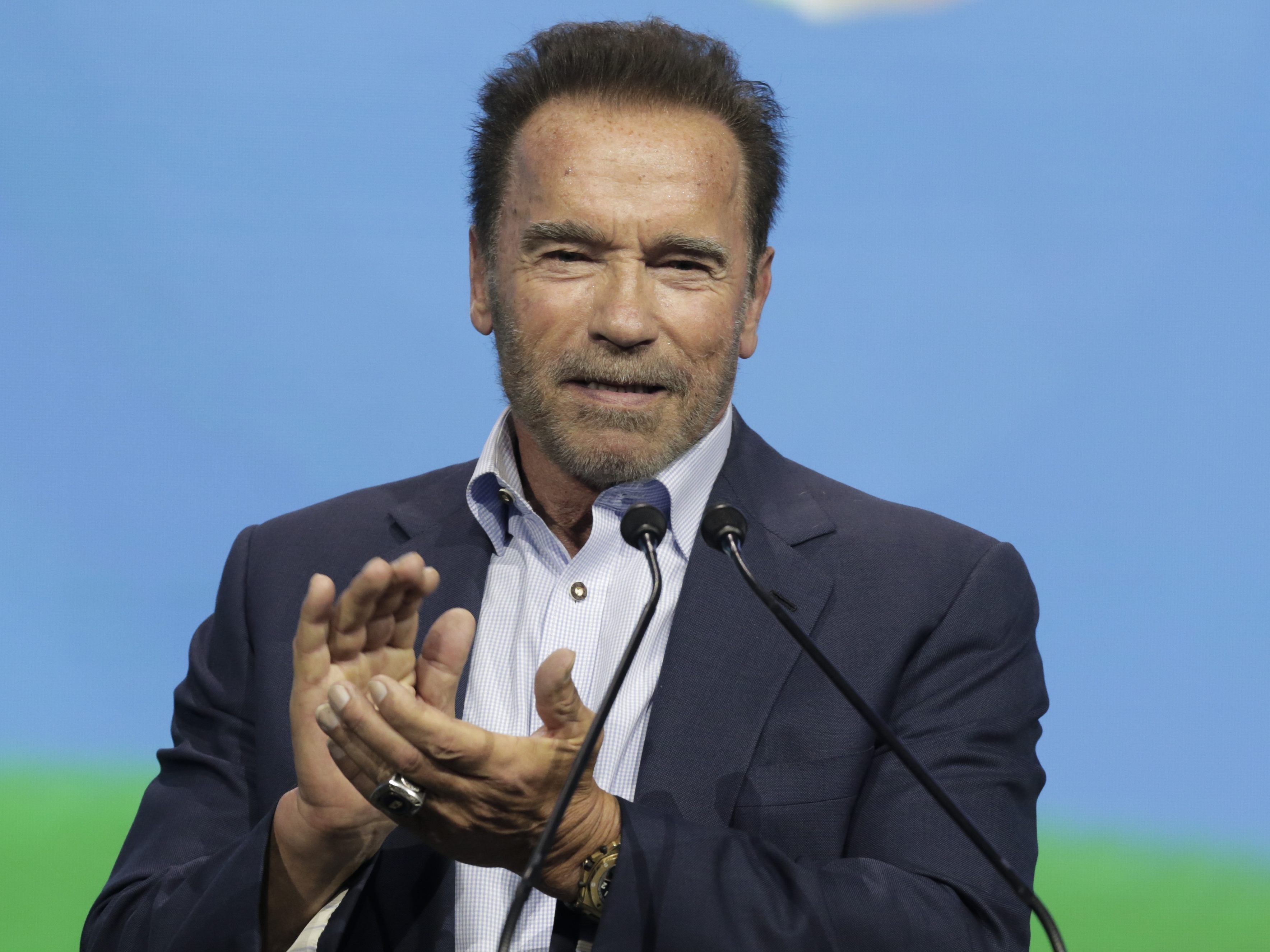 Arnold Schwarzenegger wird beim Austrian World Summit in Wien nur virtuell teilnehmen. Arnold Schwarzenegger wird beim Austrian World Summit in Wien nur virtuell teilnehmen.