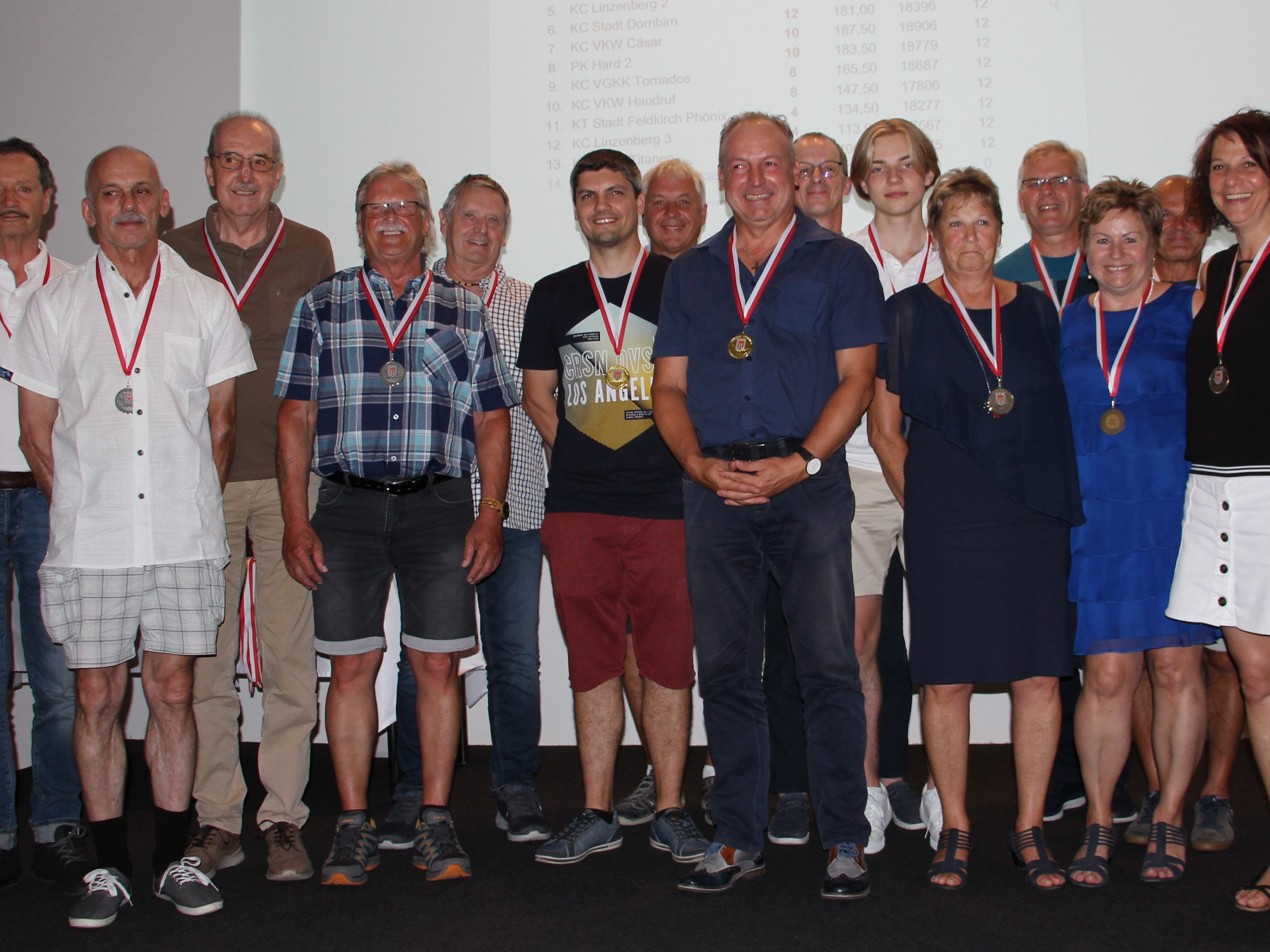 Die Sieger der Mannschaftsmeisterschaft - v.l. Postsportverein Vorarlberg (2.) KC Linzenberg (1.) Feldkirch Ikarus (3.)
