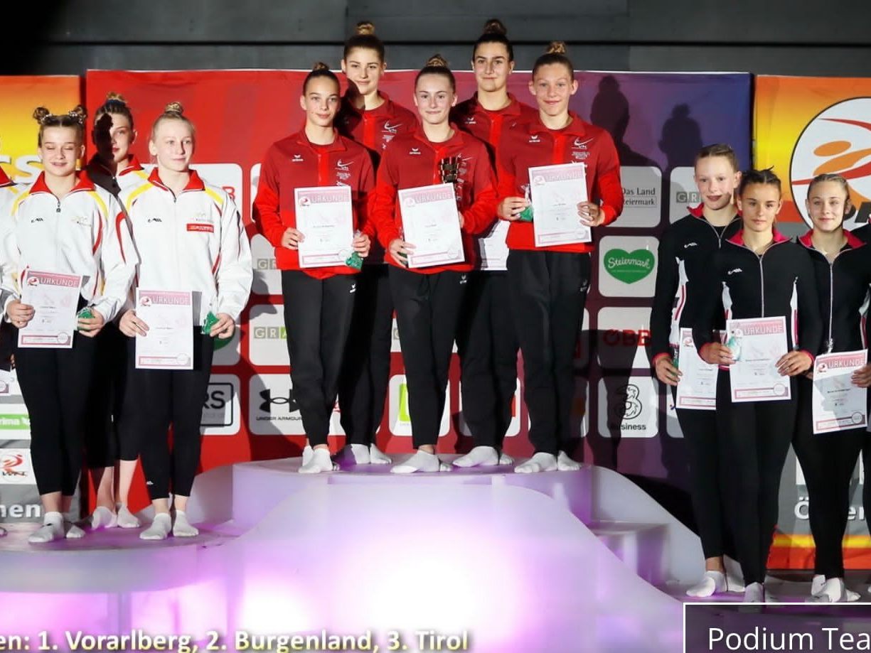 1. Platz Team Vorarlberg mit Miriam Bernhard 2.v.l und Elle Rief Mitte