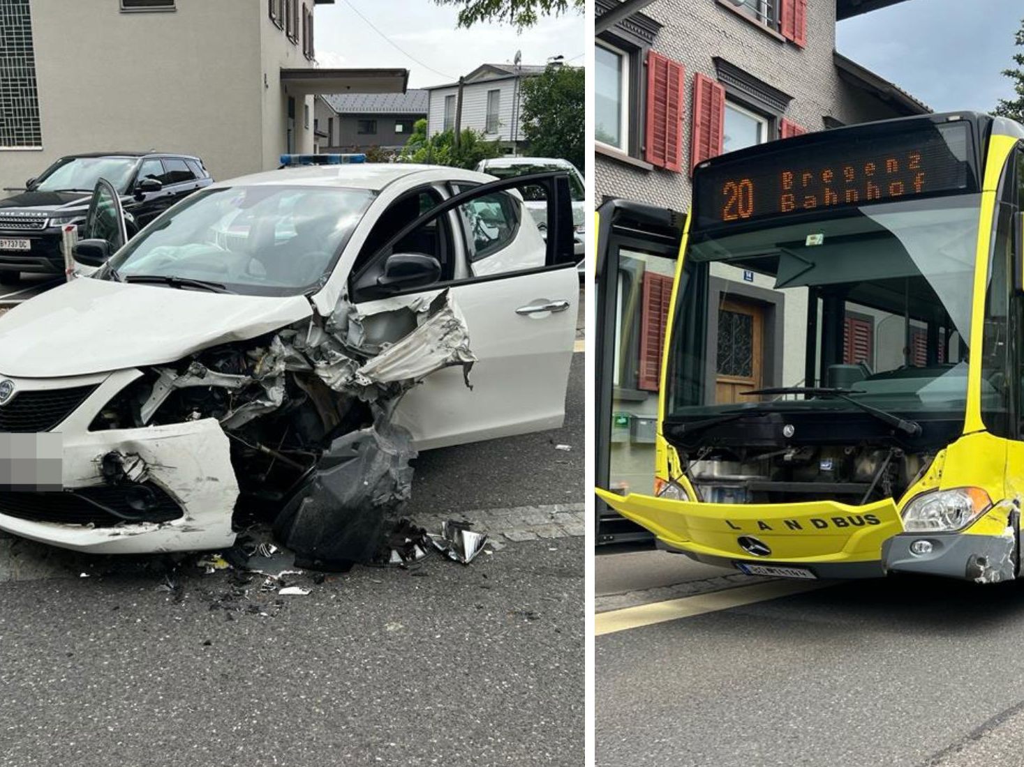 Zusammenstoß zwischen Pkw und Linienbus in Wolfurt.