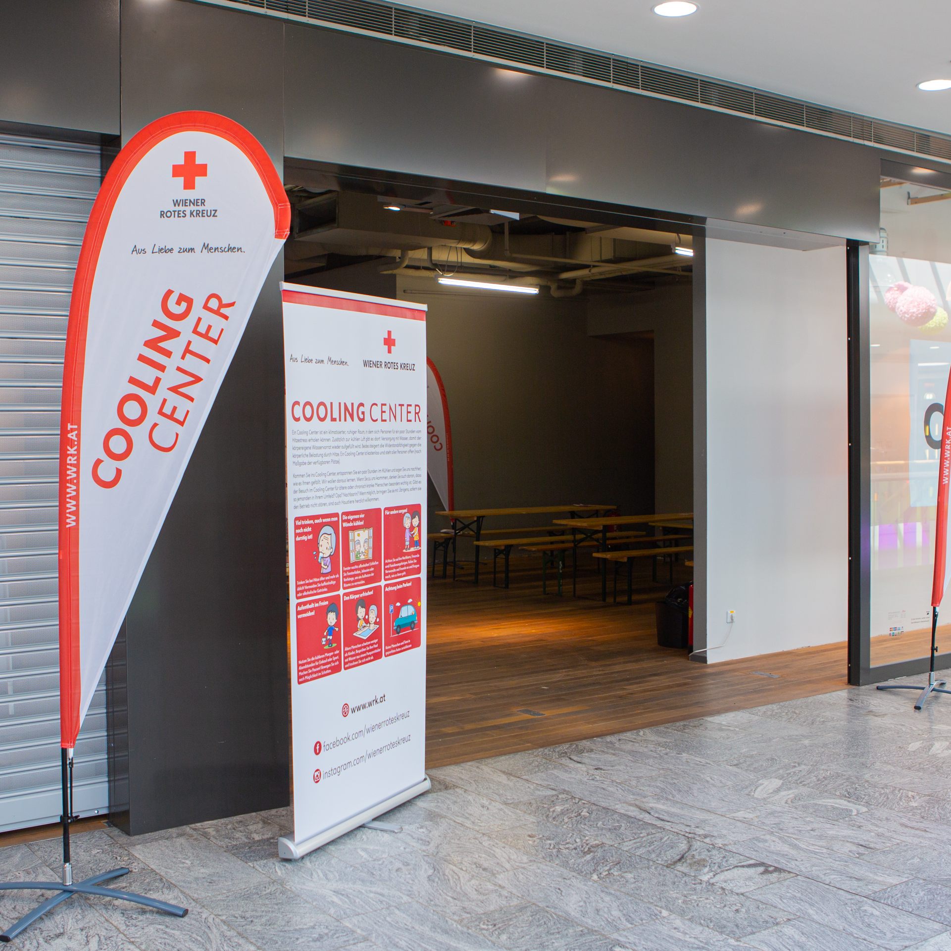Auch 2022 betreibt das Wiener Rote Kreuz ein Cooling Center im SCN Floridsdorf.