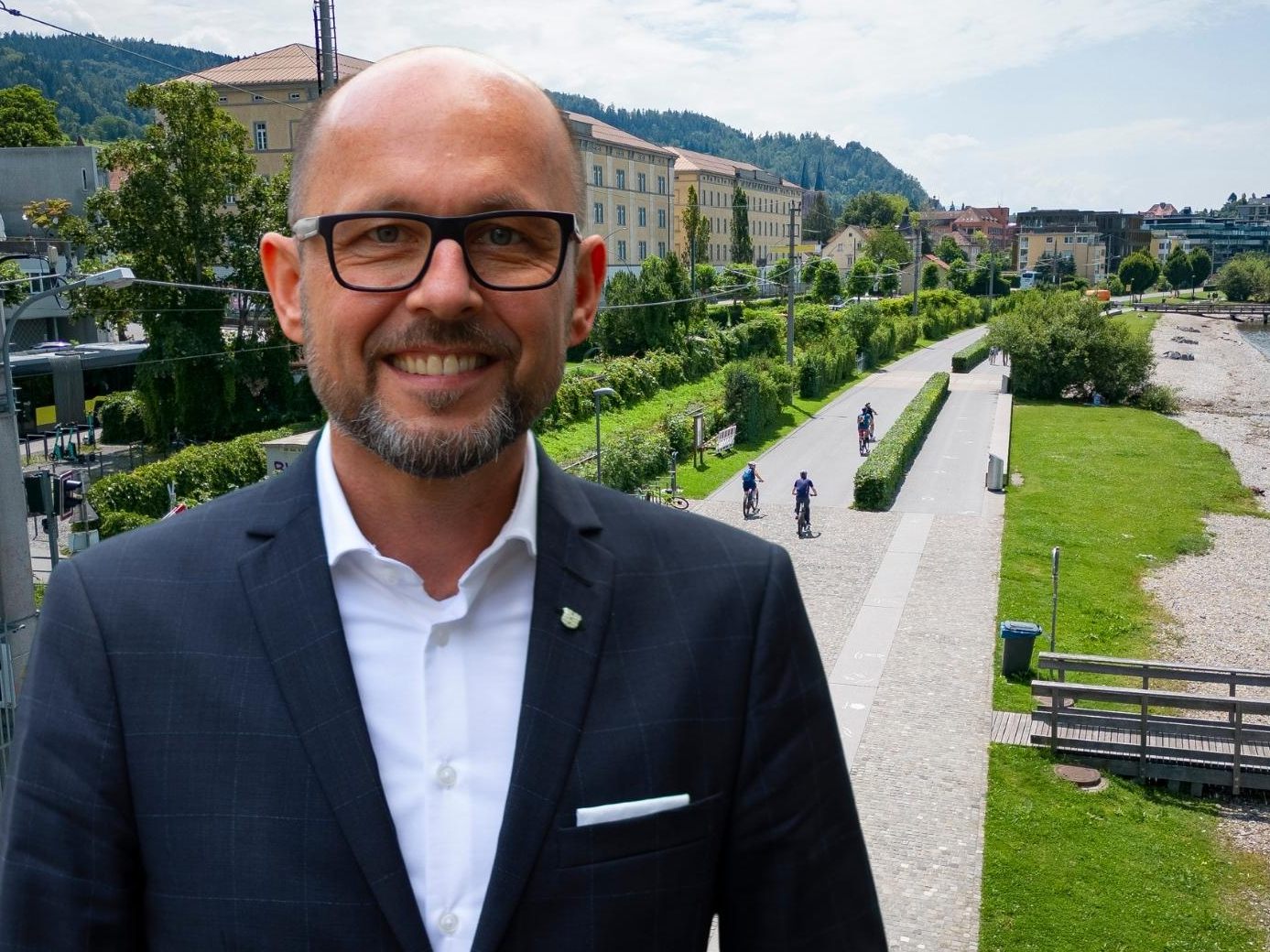 Bürgermeister Michael Ritsch an der Bregenzer Pipeline.