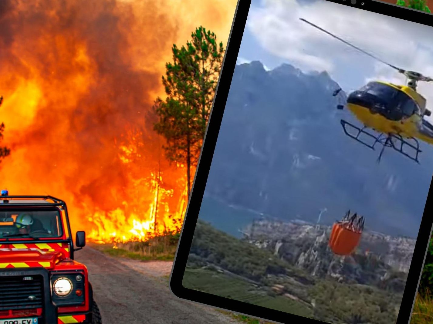 Im Südwesten Frankreichs sind die Brände nicht unter Kontrolle, am Gardasee (rechts) konnten die Feuerwehren im Laufe der Woche Erfolge im Kampf gegen die Feuer erzielen. Im Südwesten Frankreichs sind die Brände nicht unter Kontrolle, am Gardasee (rechts) konnten die Feuerwehren im Laufe der Woche Erfolge im Kampf gegen die Feuer erzielen.