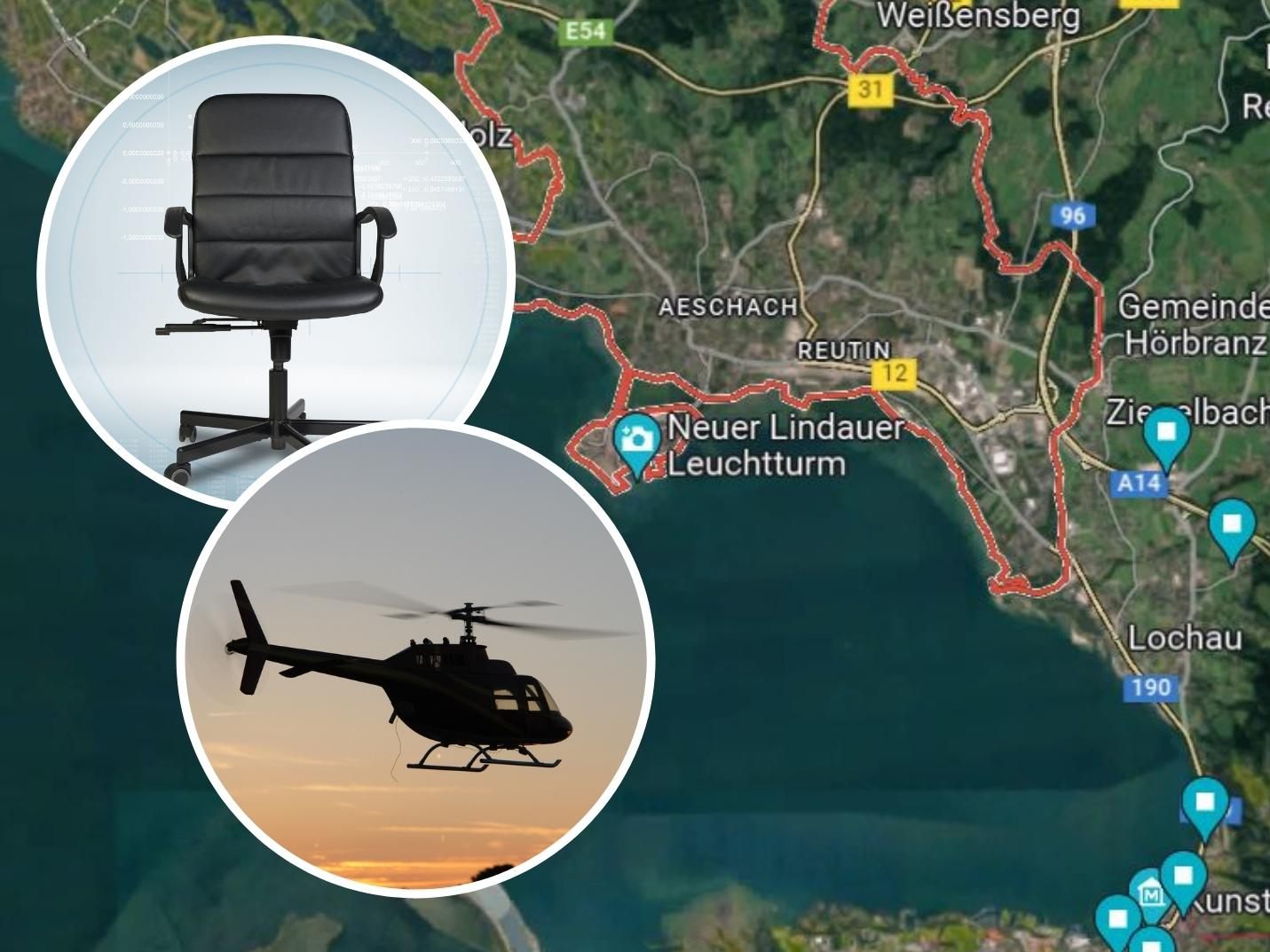 Der Mann stürzte vom Bürostuhl und musste vom Helikopter ins Krankenhaus gebracht werden.