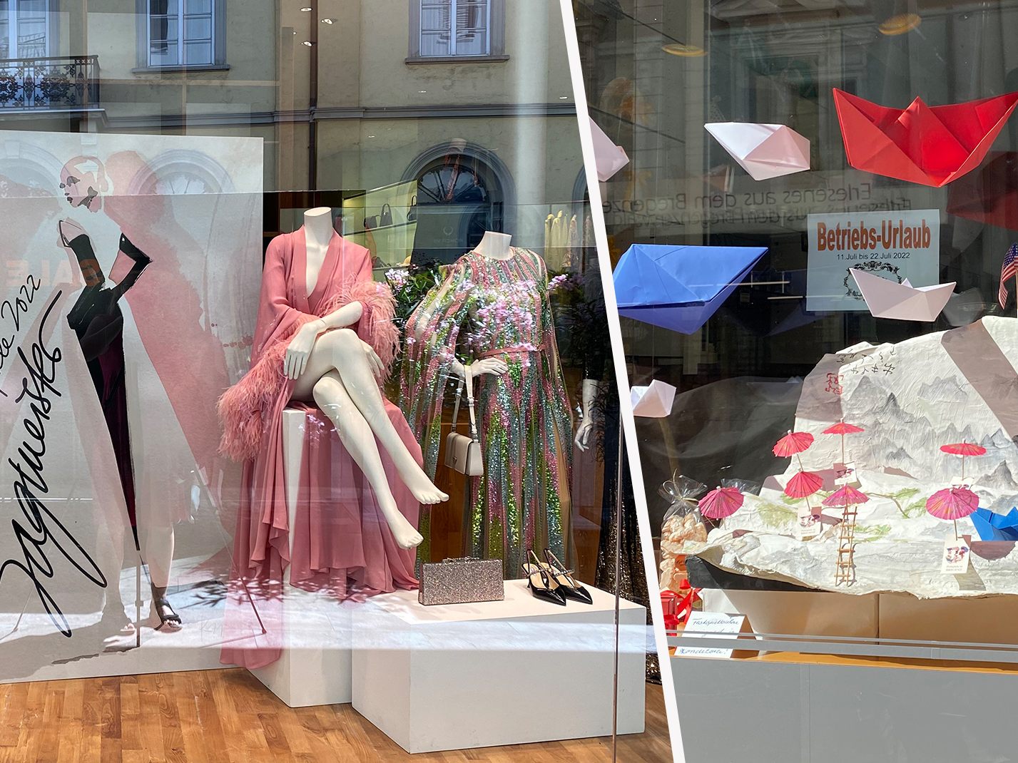 Auch die Schaufenster der Geschäfte passen zum Festspiel-Thema.