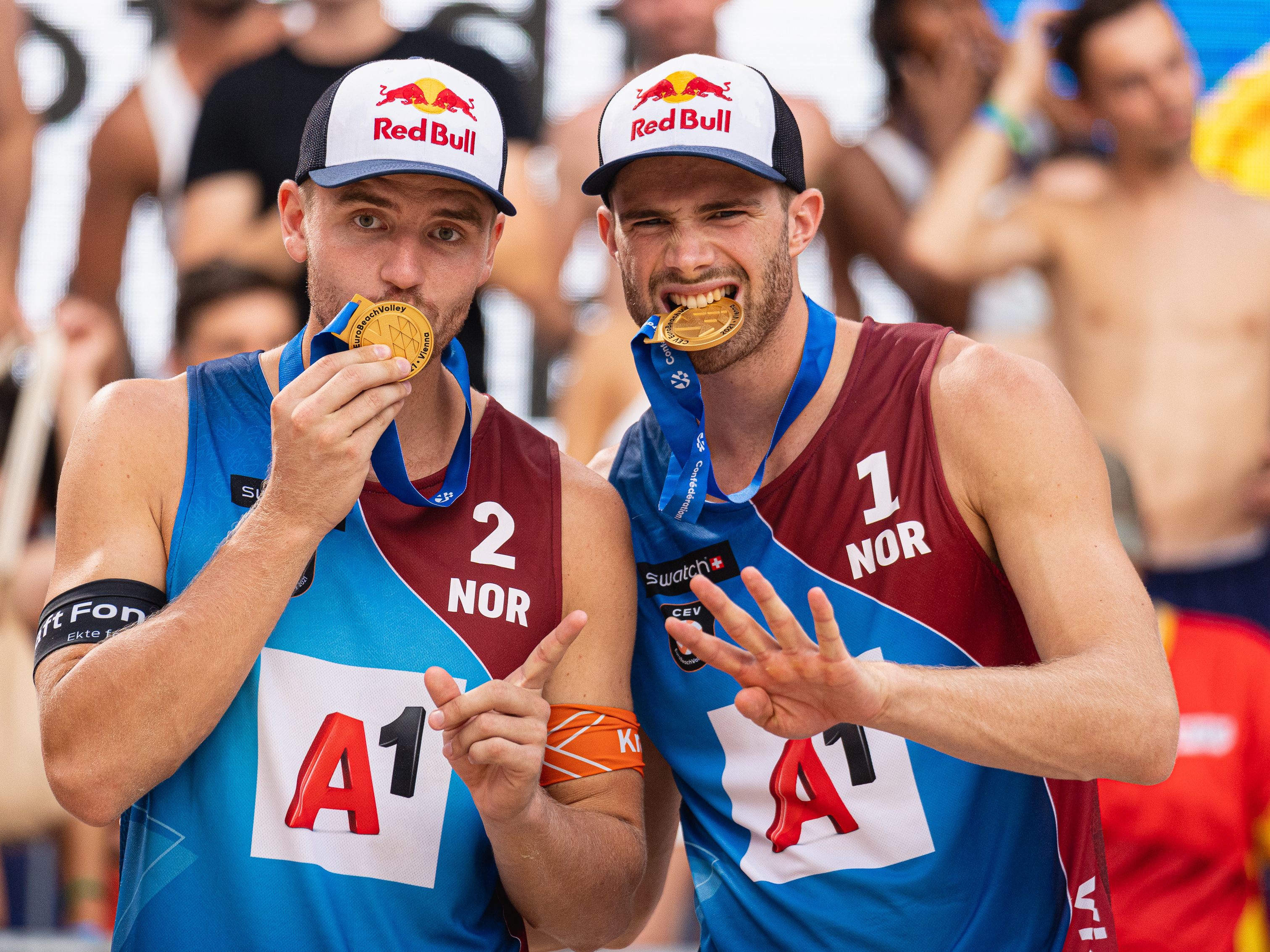 Die Beach-Volleyball-Topstars Christian Sandlie Sörum und Anders Berntsen Mol greifen auch 2022 wieder nach dem Wien-Titel.