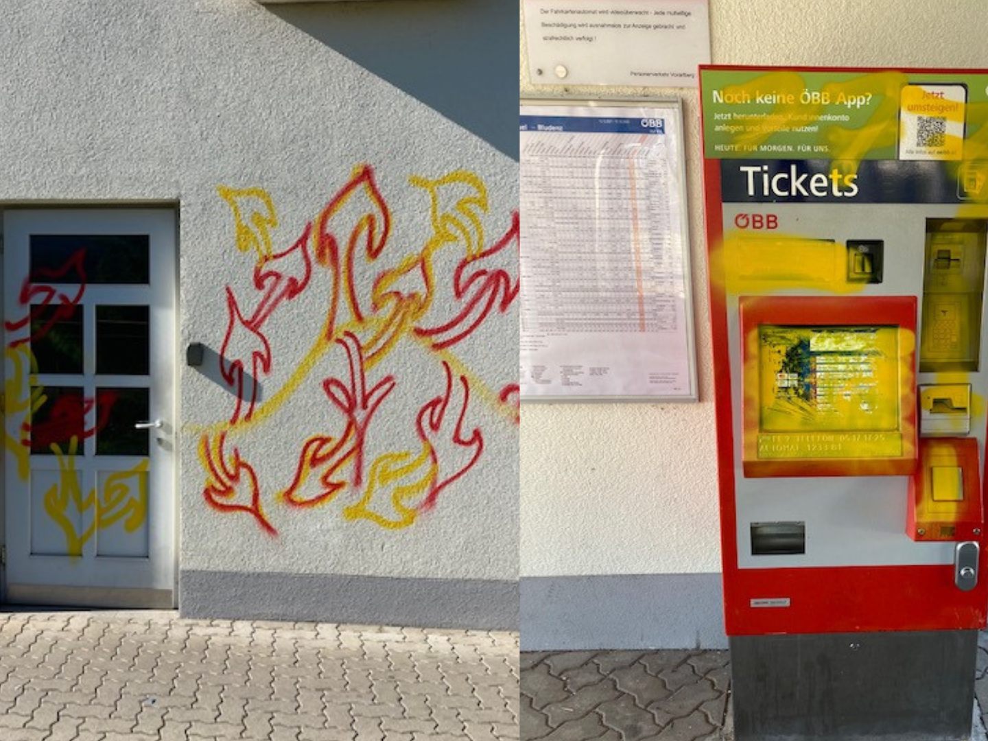 Fahrkartenautomat stark beschädigt