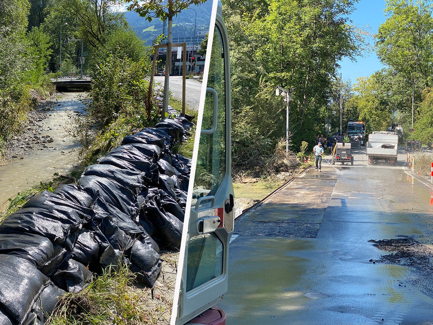 Die Aufräumarbeiten nach dem Hochwasser laufen.