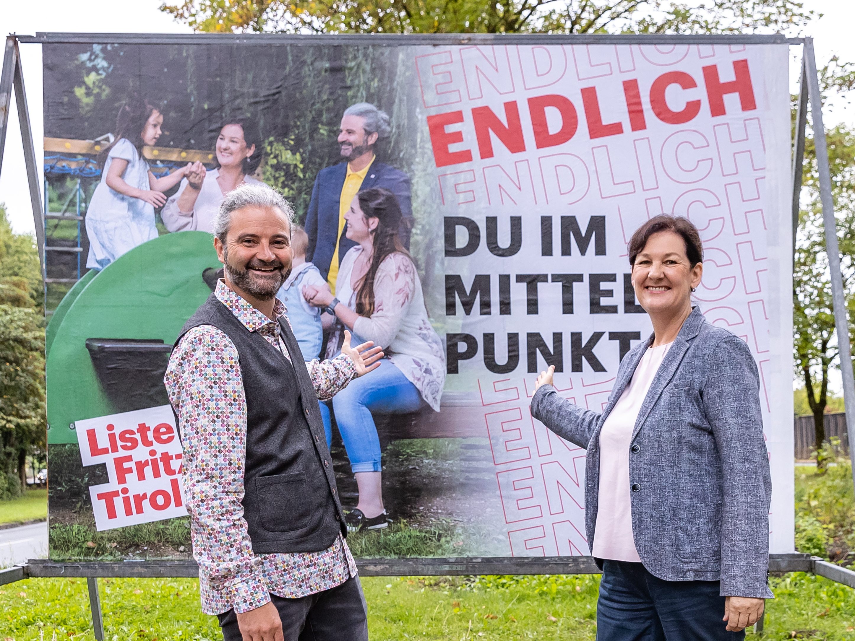 Endlich. Du im Mittelpunkt: Die Liste Fritz präsentierte am Freitag ihre zweite Plakatwelle zur Tiroler Landtagswahl 2022.